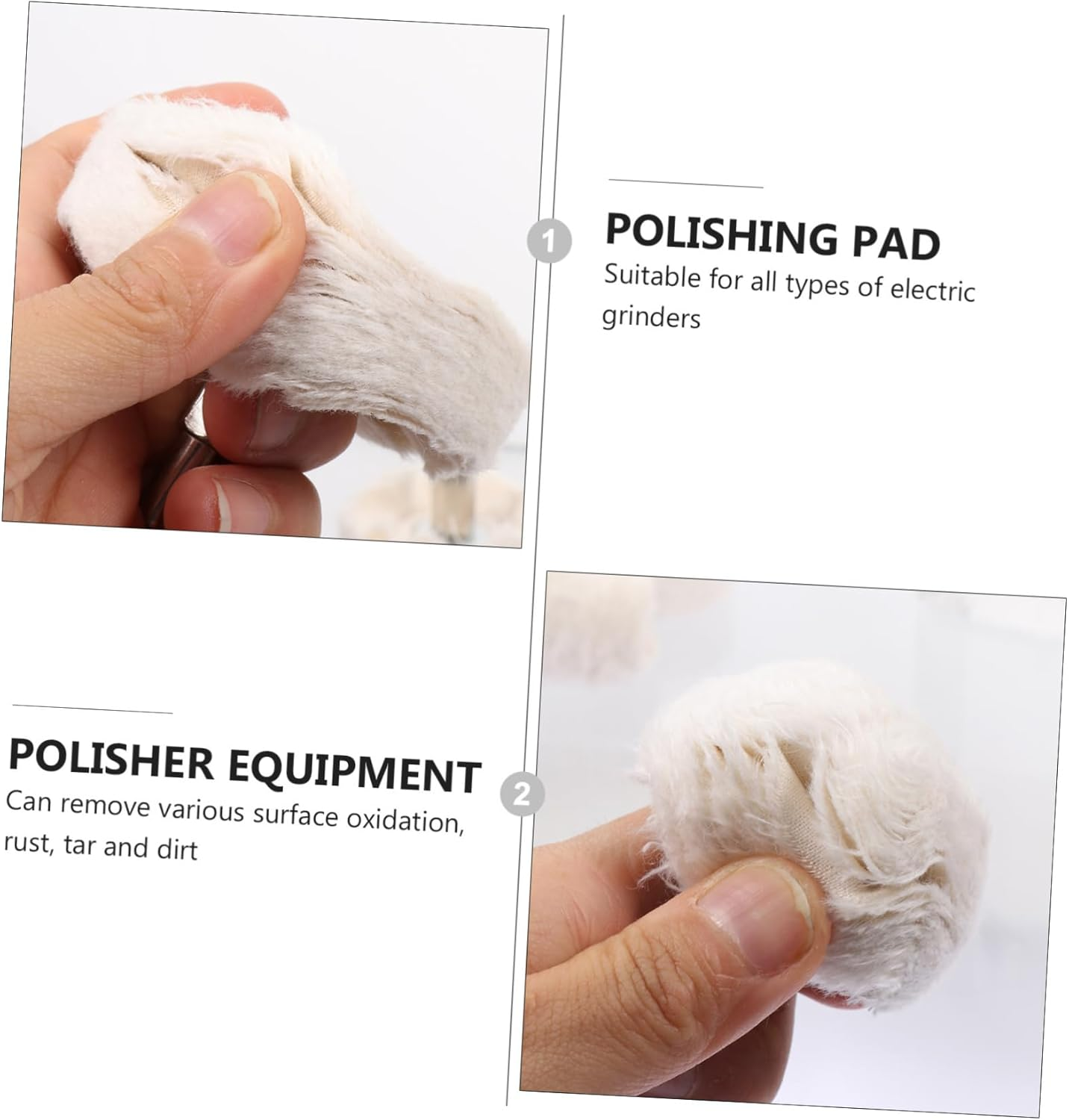 SOESFOUFU Polishing Wheel Set Buffing Mop Kit 3Pcs T-Handle Cotton Polishing Pad Sturdy Soft Buffing Wheel and Waxing with Drill Compatibility image number 4