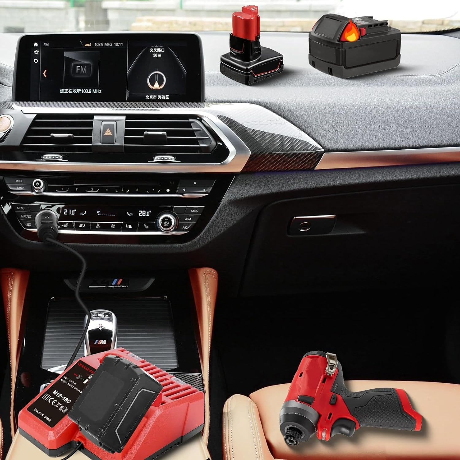 For Milwaukee Vehicle/Car Charger 48-59-1810 for M12/12V for M18 18V Battery Charger for 48-11-2401, 48-11-2402, C12 B, C12 BX, M12, M14,M18B, M18B4, M18BX image number 4