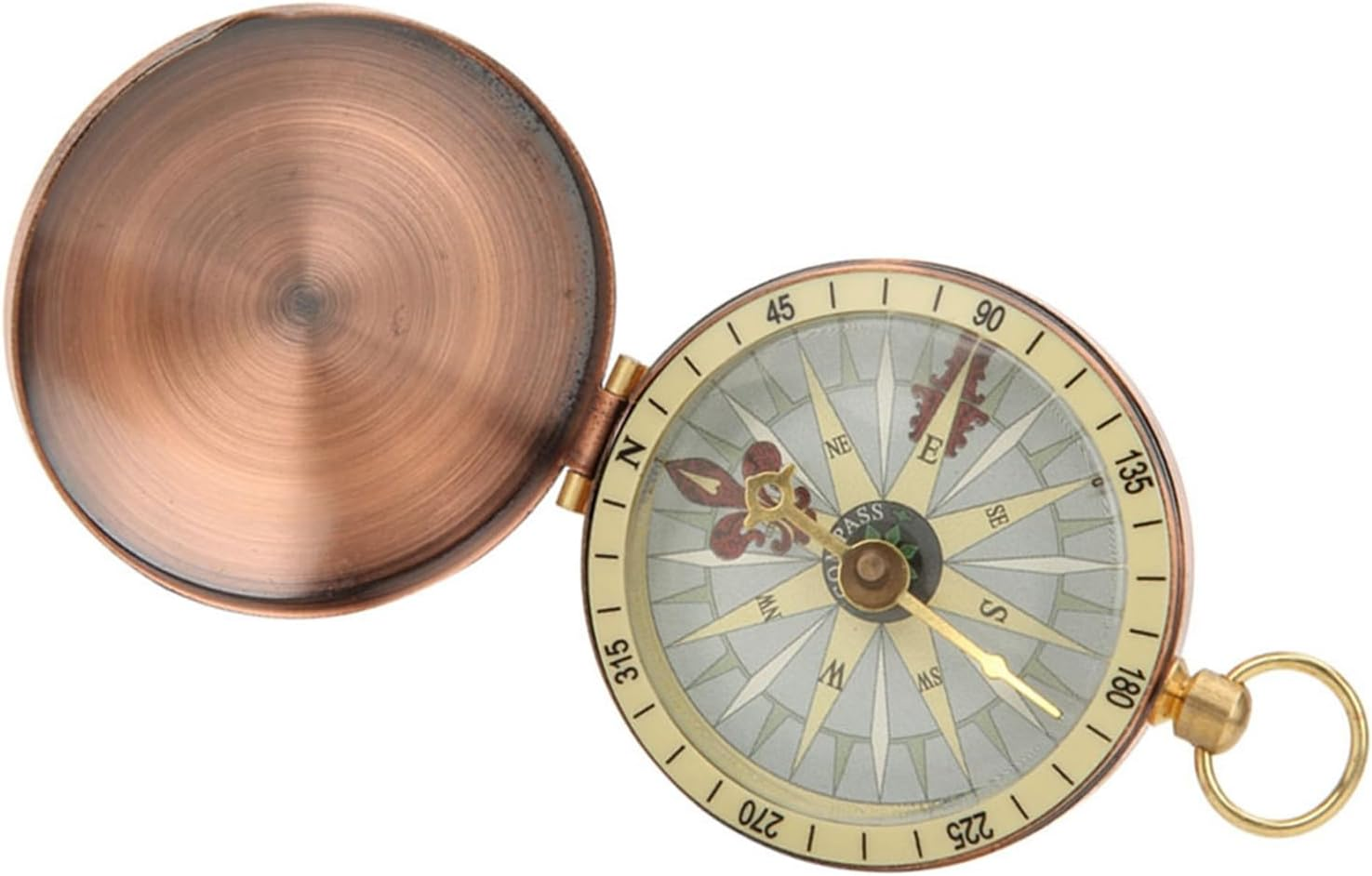 Vintage Retro Metal Copper Pocket Watch Compass, Lightweight and Portable for Camping Hiking, Suitable for Outdoor Activities, Bronze