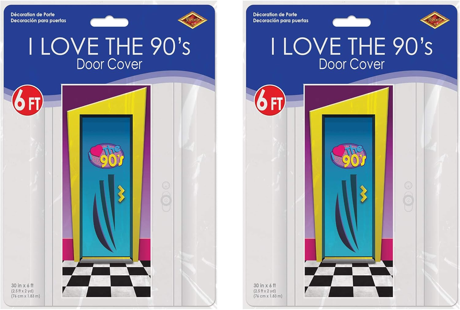 Beistle I Love the 90'S Door Cover, 2 Piece, 30" X 6', Multicolored image number 2