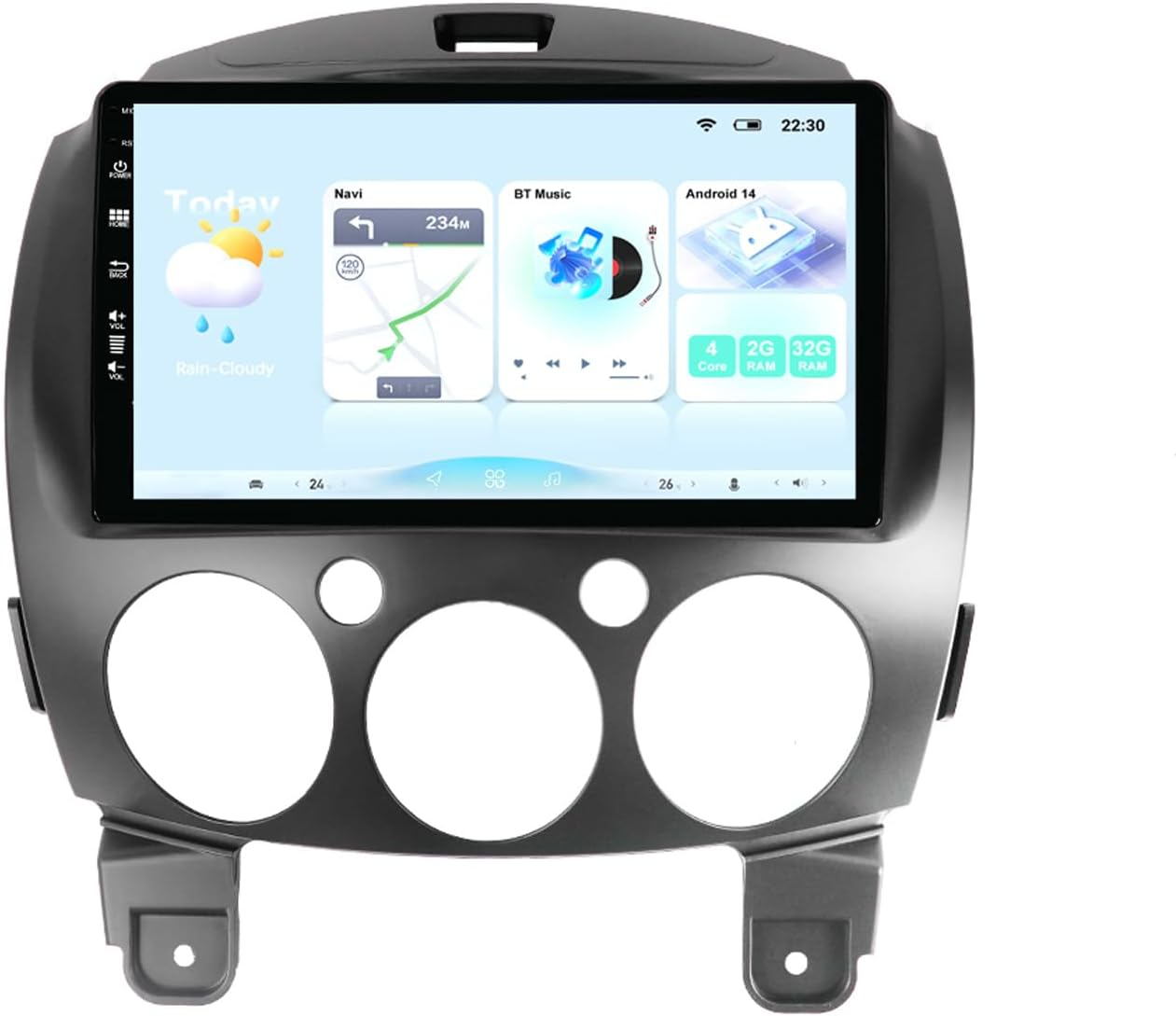 Double Din Android 14 Car Stereo Radio GPS Navigation for Mazda 2 2007-2014 Head Unit Free Camera Support Carplay Bluetooth FM Wifi SWC Mirror Link Aux image number 2