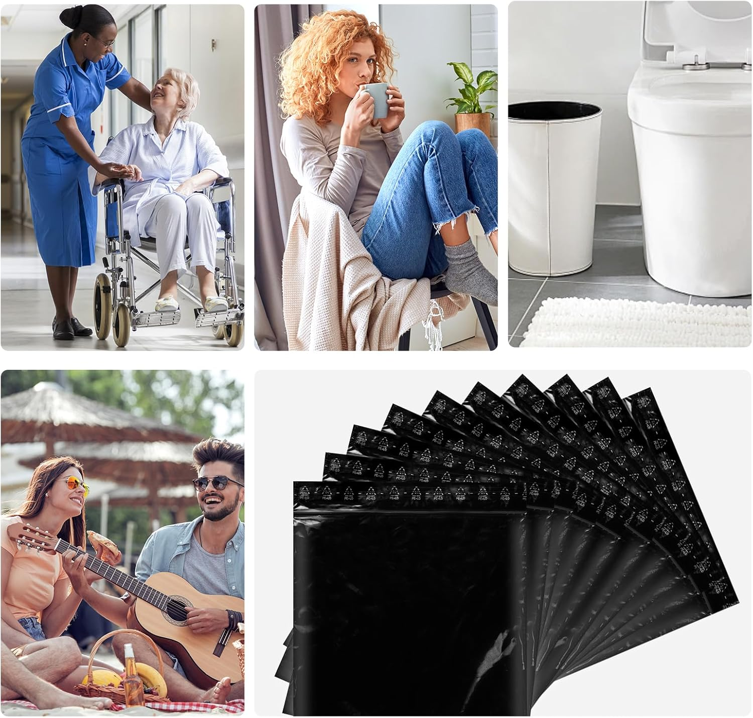 100 Pcs Ostomy Pouch Disposable Bags 11X15.7 Inches, Zip Seal Closure, High Sealing to Lock Out Odors, Ostomy Waste Disposal Bags for Colostomy Waste Bags Nappies Incontinence Pads image number 2