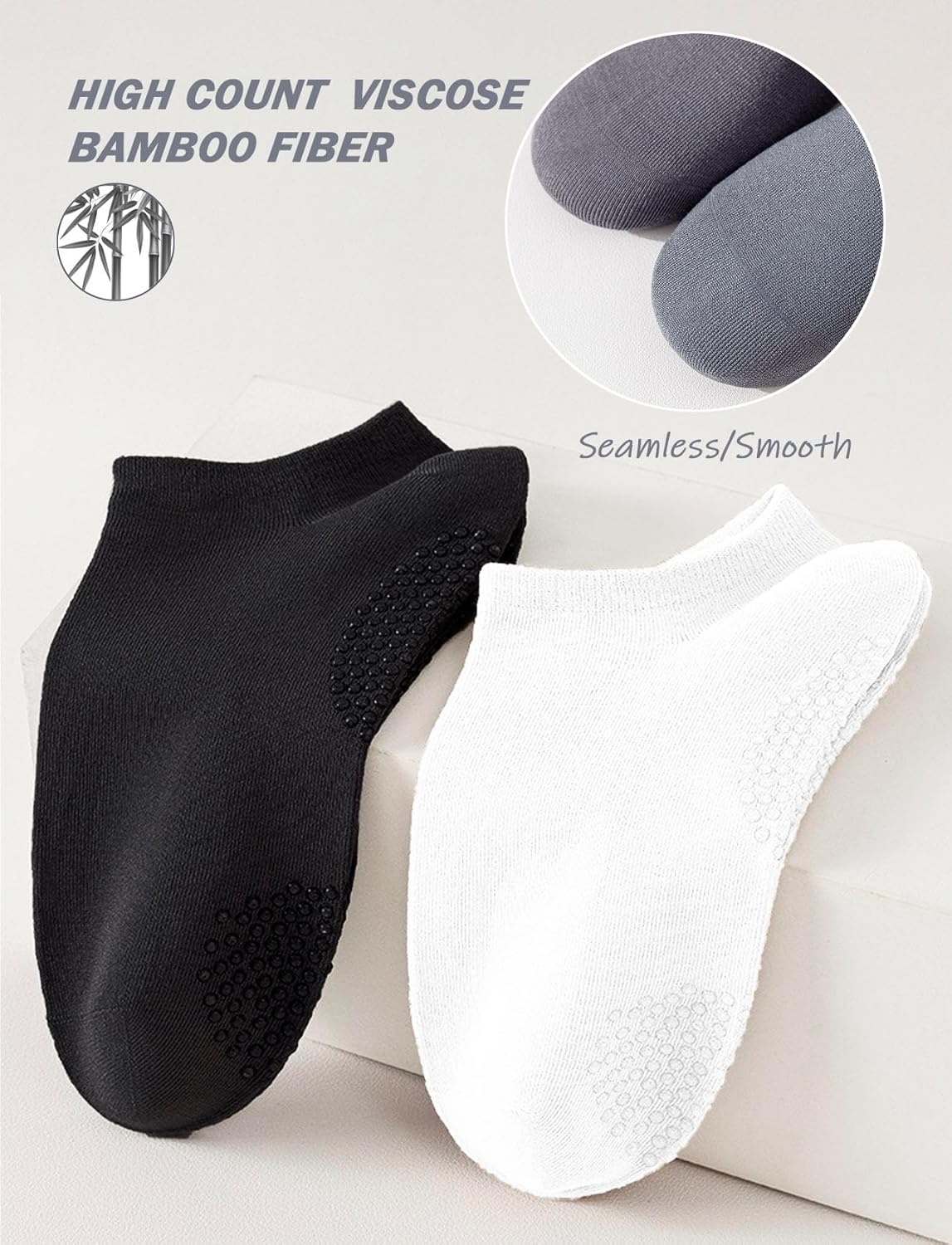 Rolxmed Grip Socks Non Slip Breathable for Pilates Yoga Gym Hospital Floor anti Slip Women and Men (Multi-Packs, Size7-11) image number 4