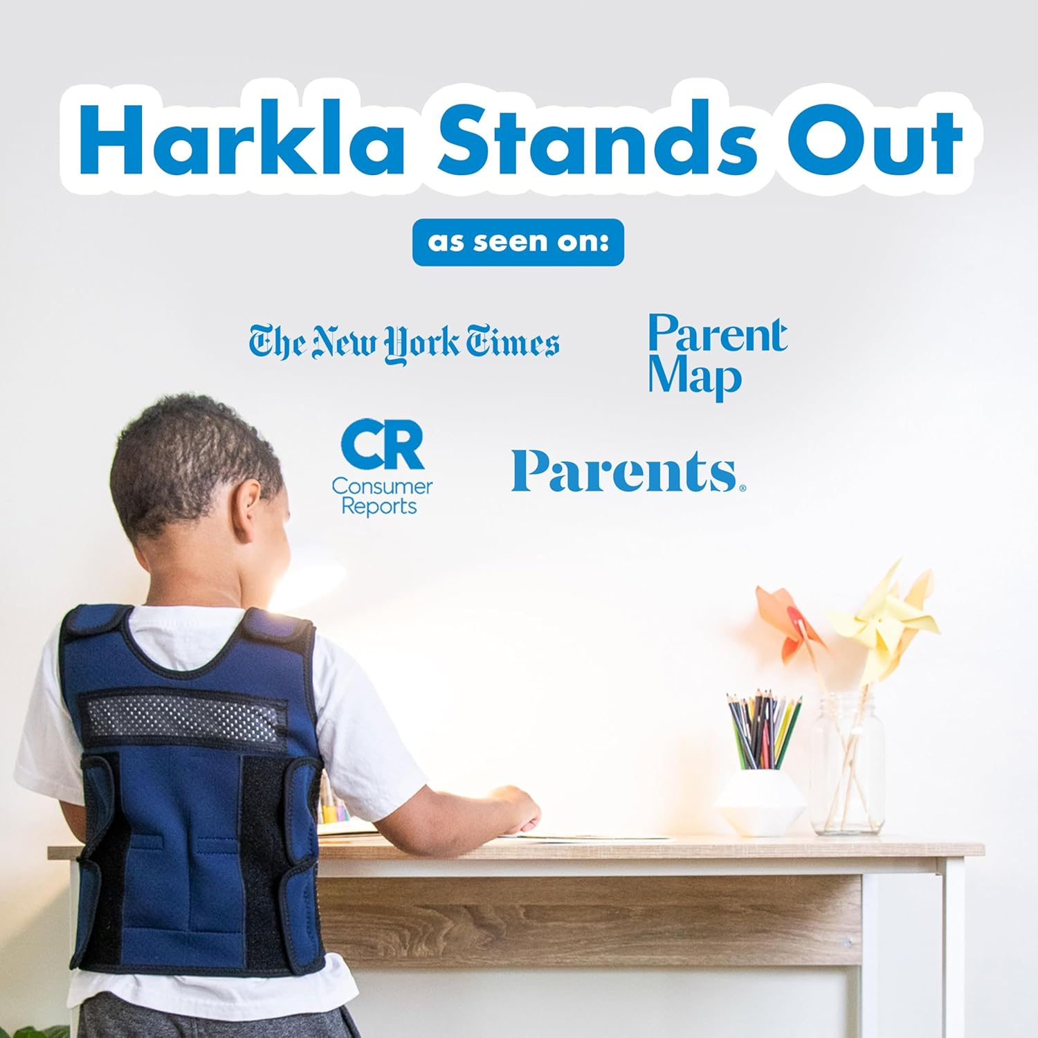 Harkla Weighted Compression Vest for Children (Ages 5 to 9) - Helps with Autism, ADHD, Mood, Sensory Overload - Weighted Vest for Kids with Sensory Issues image number 5