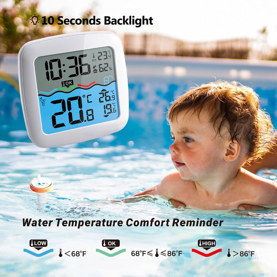 Digital Pool Thermometer, Floating Easy Read, Large Size Water Thermometer for Cold Plunge, IPX8 Waterproof Water Temperature Thermometer for Hottub/Icebath/Swimmingpool/Spa/Aquarium/Pond image number 3