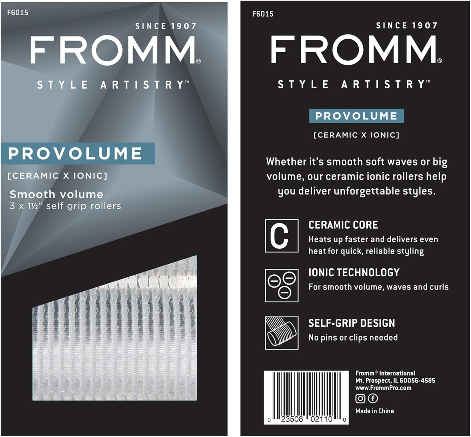 Fromm Provolume 1.5" Self-Grip Ceramic Ionic Thermal Hair Rollers, 3 Count Salon Quality Hair Curlers for Short, Medium and Long Hair image number 1