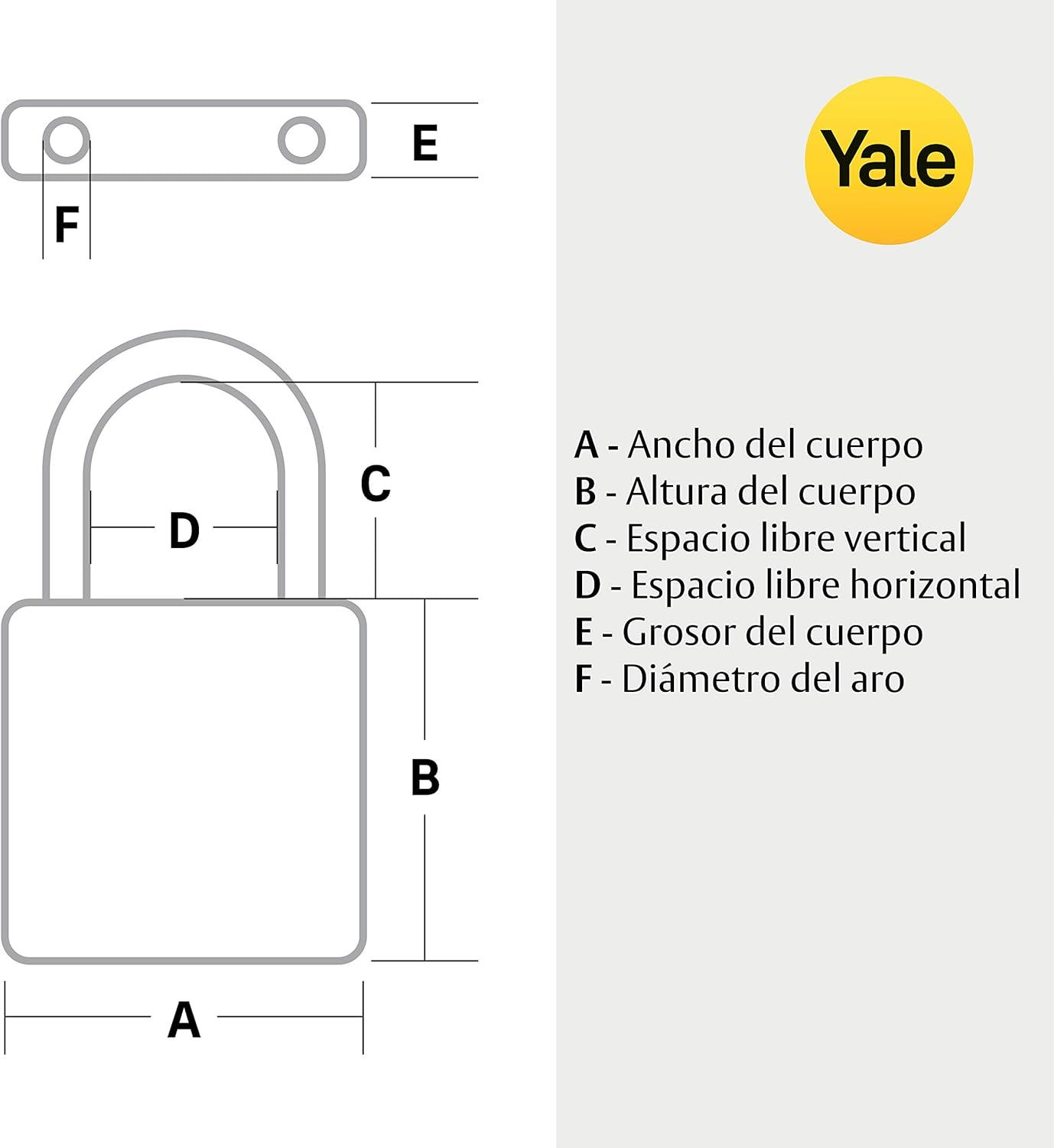 Yale - Y124B/60/110/1 Maximum Security 60Mm Brass Block Lock - Chrome Finish - Open Steel Shackle - 3 Keys image number 1