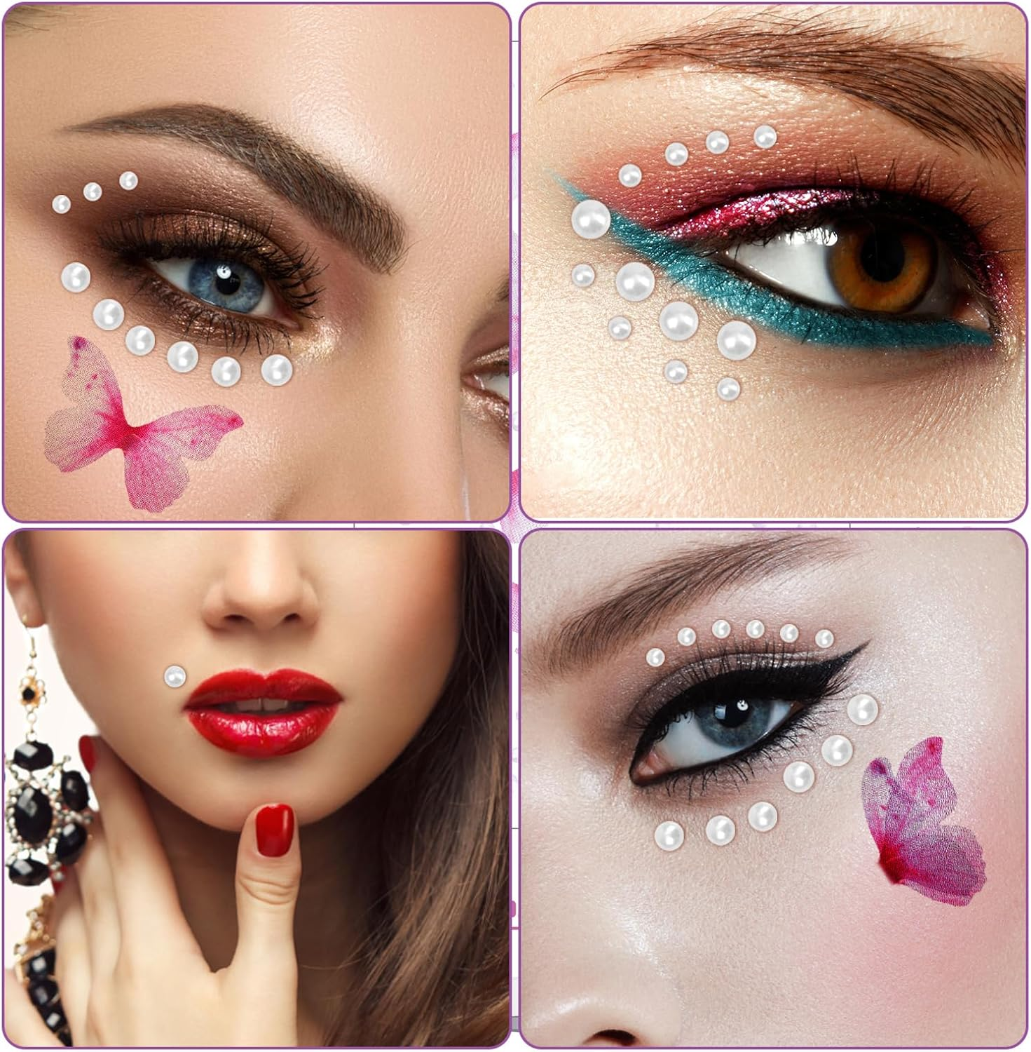 Diamond Stickers for Face, Self-Adhesive Fabric Butterflies with Rhinestones and Tweezers for Women and Girls, Face Nails, Hair, Gemstones, Festivals, Makeup Accessories image number 4