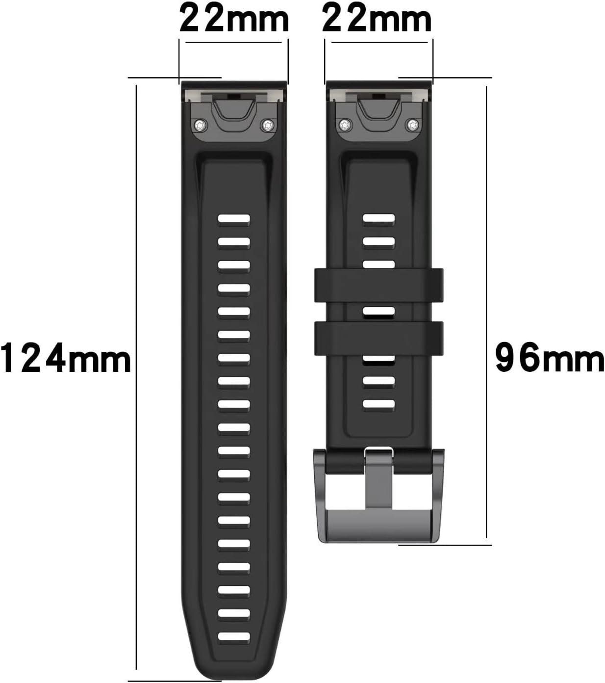 FTRONGRT 22 Mm Watch Strap Compatible with Garmin Epix Gen 2, Soft Silicone Strap, Replacement Strap for Garmin Epix Gen 2. - Black image number 5