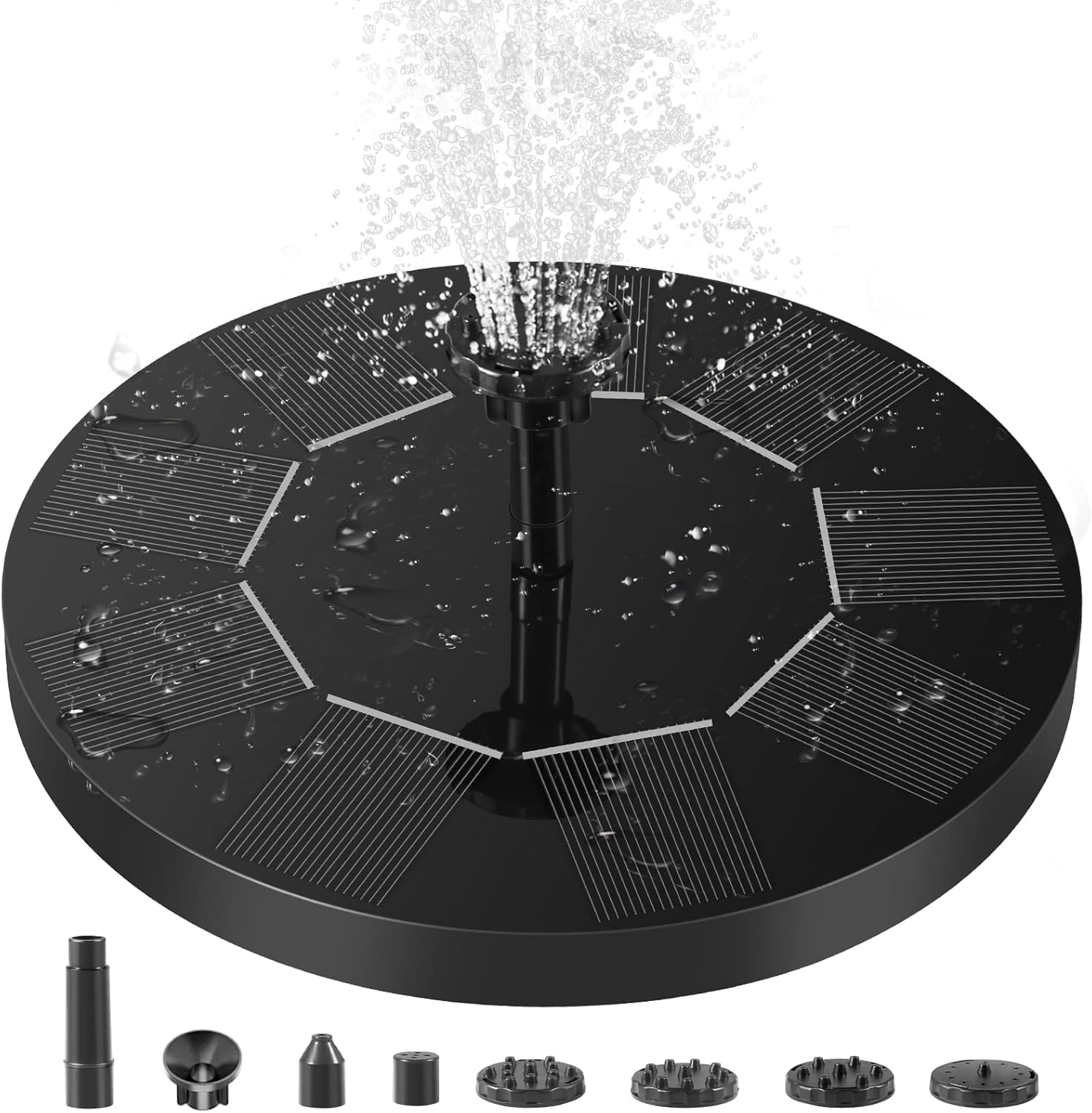 Solar Bird Bath Fountain Pump, 2025 Upgrade 2.5W Solar Fountain with 6 Nozzle, Standing Floating Powered Water Pump for Bird Bath, Garden, Pond, Pool, Outdoor image number 6