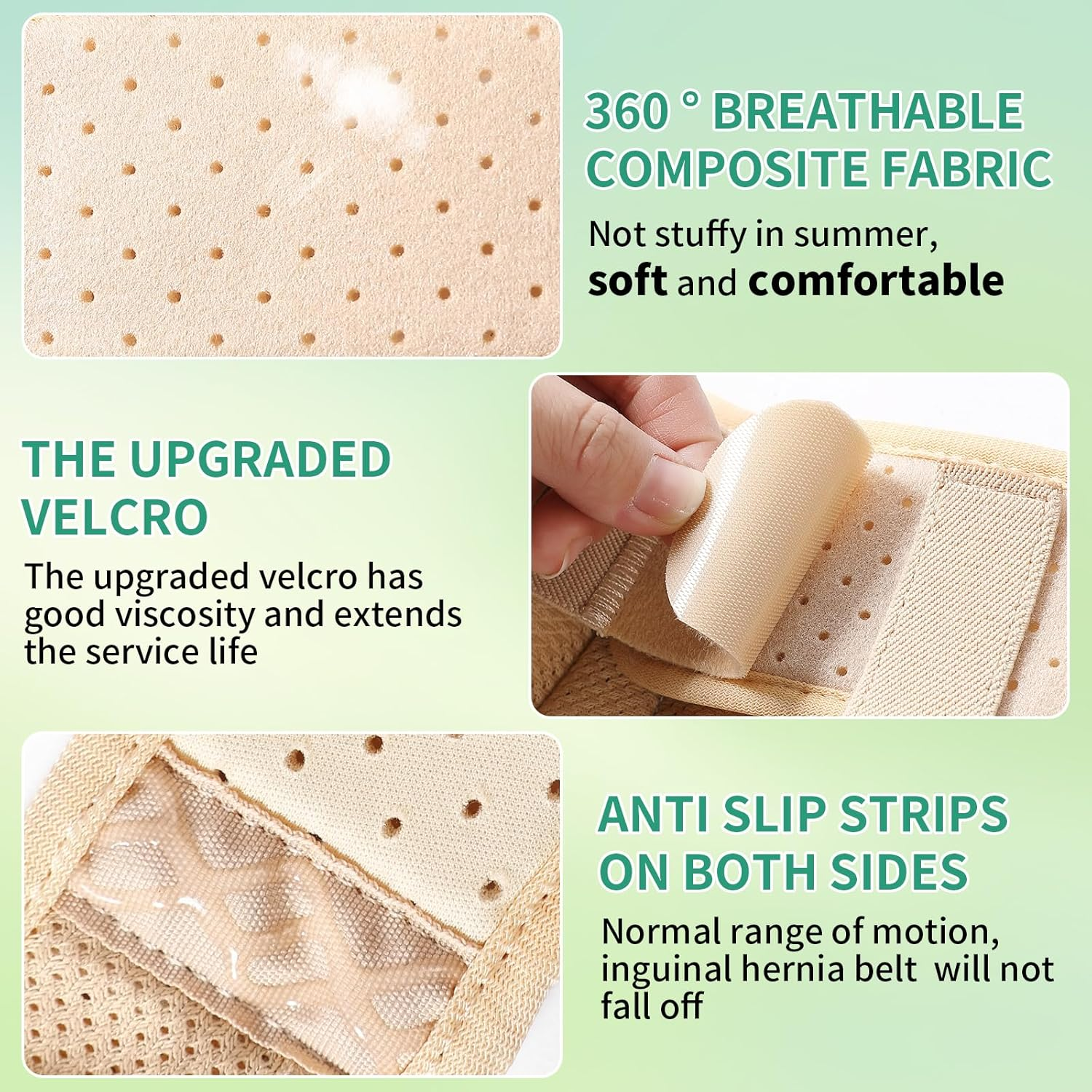 Tenbon Hernia Belt Truss for Single/Double Inguinal or Sports Hernia, Hernia Support Brace for Men for Women Pain Relief Recovery Strap with 2 Removable Compression Pads Comfortable Material,, Beige (XL) image number 4