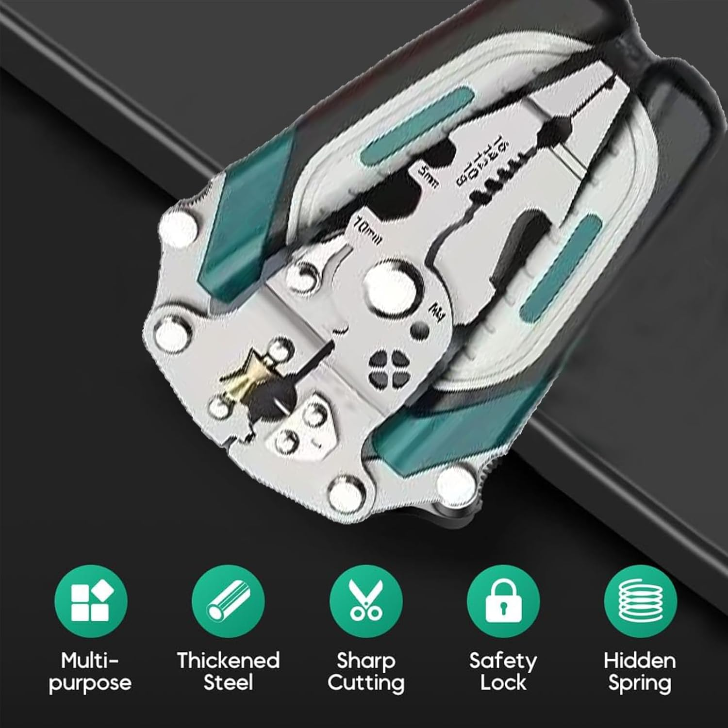 Zalizr 18 in 1 Foldable Wire Stripper, Multifunctional Electrical Pliers for Cutting, Stripping, Crimping, Shearing, Portable Electrician Tool for Electric Cable, Wire image number 1