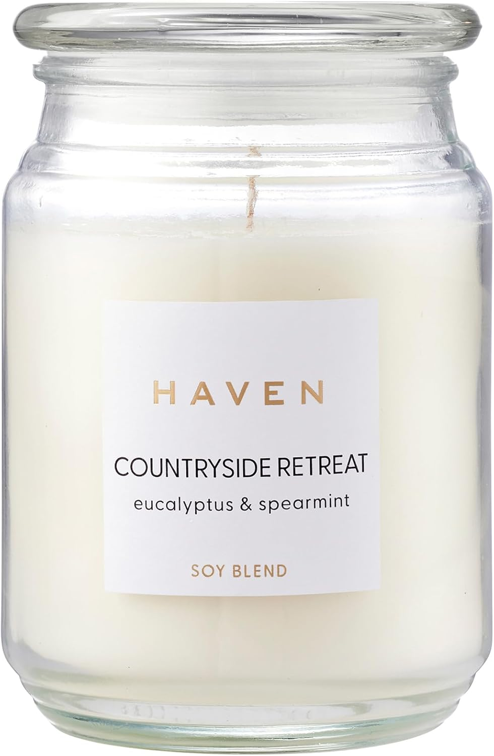Haven Eucalyptus & Spearmint Scented Candle in Glass Jar - Clean-Burning Soy Wax Blend with Natural Cotton Wick - Long-Lasting Aromatherapy Candle for Home Decor & Fragrance image number 5