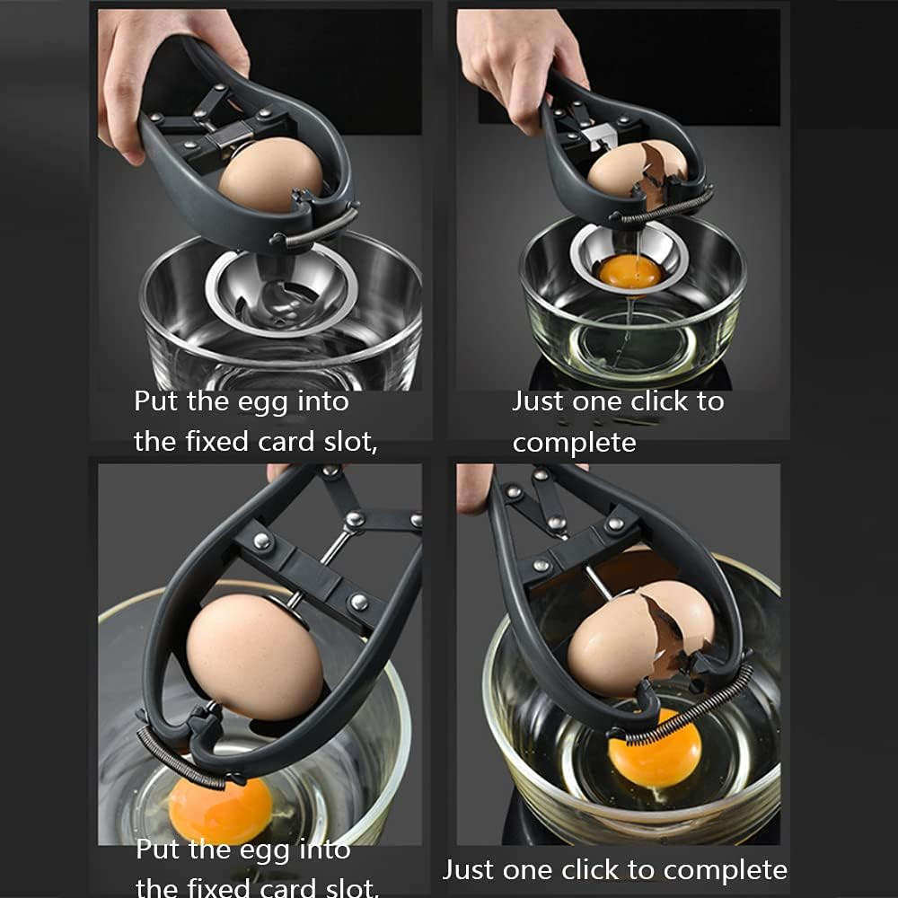 Egg Cracker,L Egg Opener, Automatic Egg Cracking Tool, Easy Eggshell Cuttereggshell Cutter Egg Separator Creative Kitchen Tools (Black) image number 2