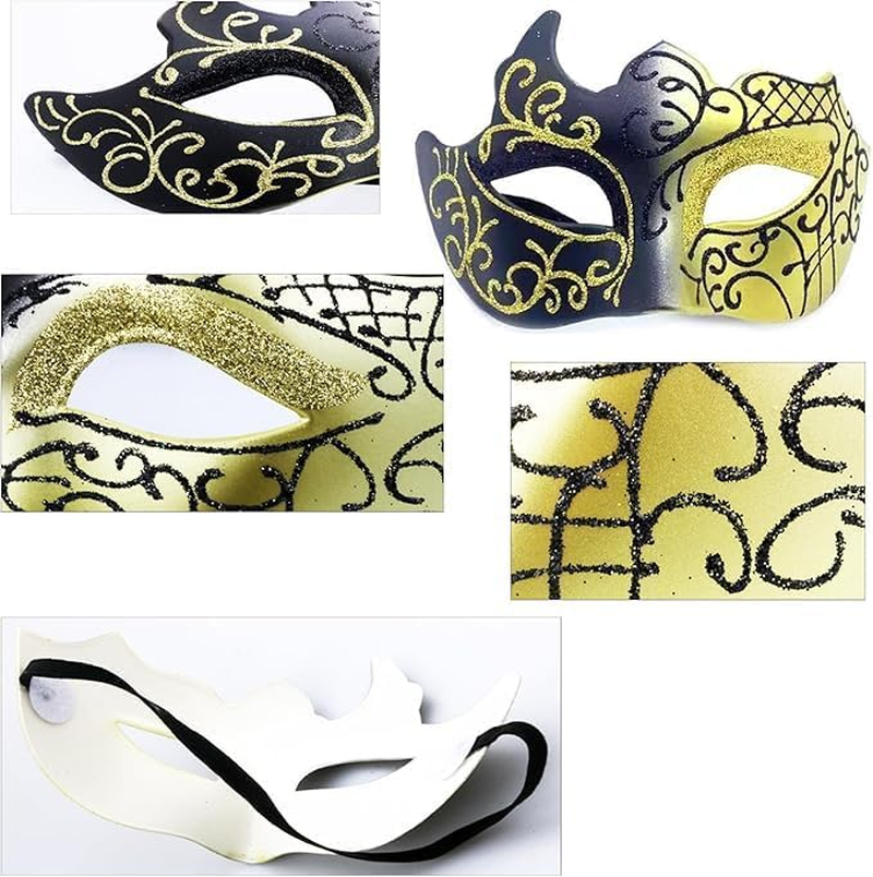 2Pcs Venetian Mardi Gras Mask Christmas Party Masks Costume Accessories for Halloween Men Women