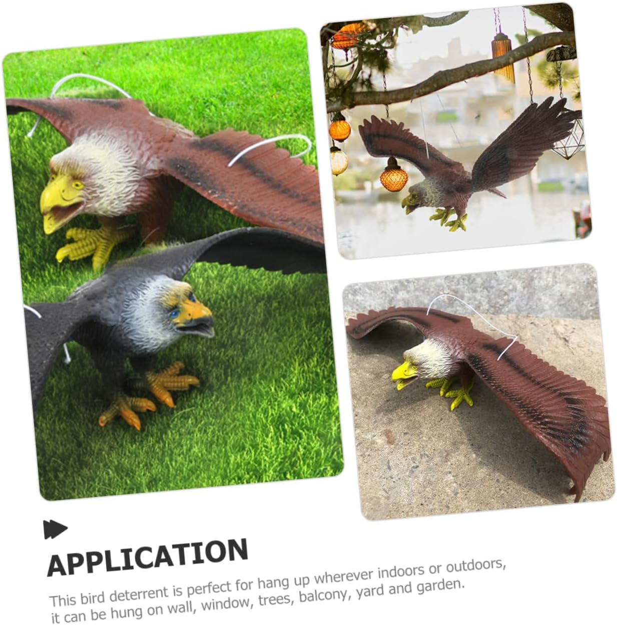 Milisten 2Pcs Large Eagle Simulation Toy Bird Deterrent Decorations Bird Deterrents Decor Outdoor Garden Statue