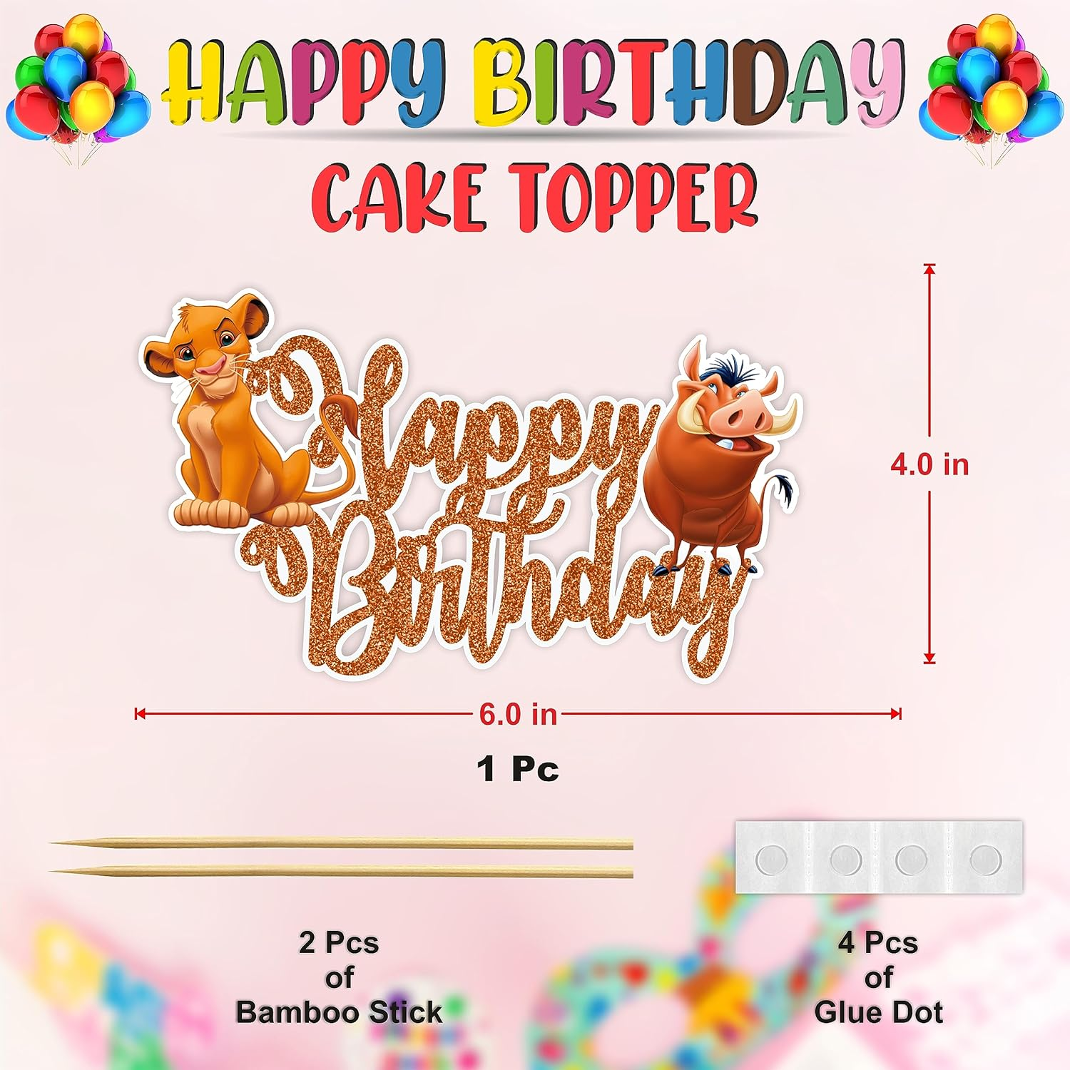 The Lion Kng Happy Birthday Cake Topper | Jungle Safari-Inspired Cake Decoration for Kids Parties, Animal Themes & Wild Celebrations image number 1