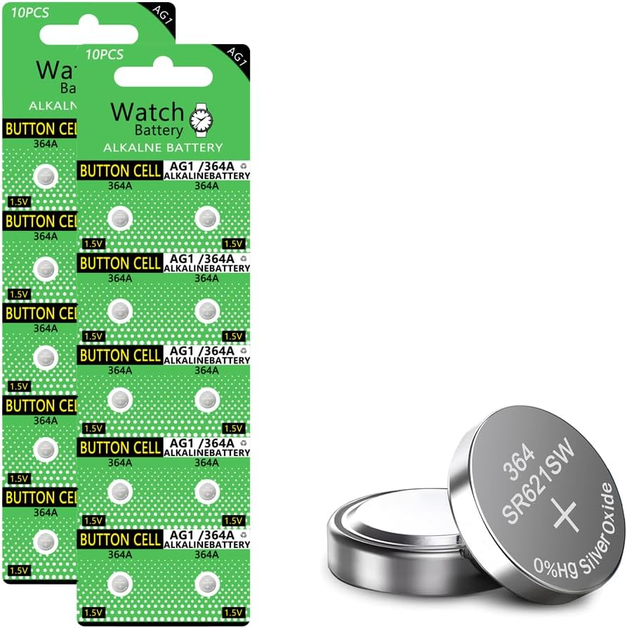 30PC AG1 Battery LR621 364 Watch Battery 1.55V 364 SR621SW LR621 621 LR60 CX60 1.5V Button Cell Watch Batteries for Watch Toys Remote (30) image number 1