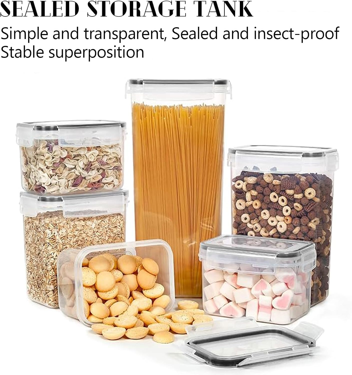 Airtight Food Storage Containers Set with Lids, 8 PCS Plastic Storage Canisters for Kitchen & Pantry Organization,Dry Food Canisters for Flour, Sugar and Cereal (Clear) image number 3