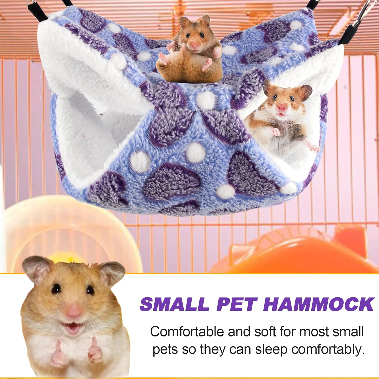 FOSDICK Pack of 2 Guinea Pig Hammock, Soft Plush Rat Hammock, Double Layer Small Animal Hammock, Warm Rodent Hammock, Hamster Hamster Hammock for Ferrets, Guinea Pig, Chinchillas image number 6