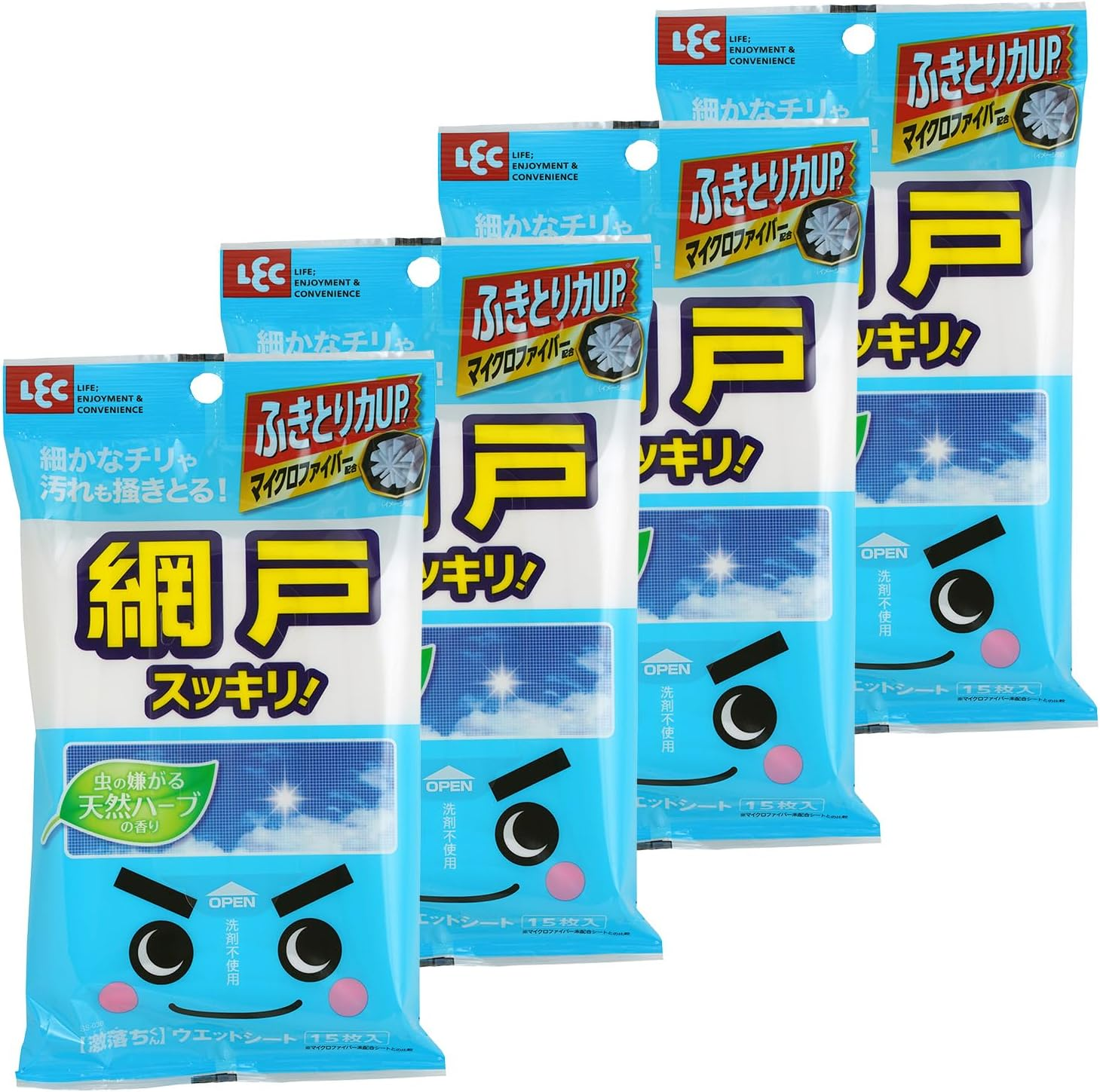 LEC Super Drop Sheet for Screen Doors, Microfiber, 15 Sheets, Set of 4, Detergent-Free (Screen Door Cleaning) image number 5