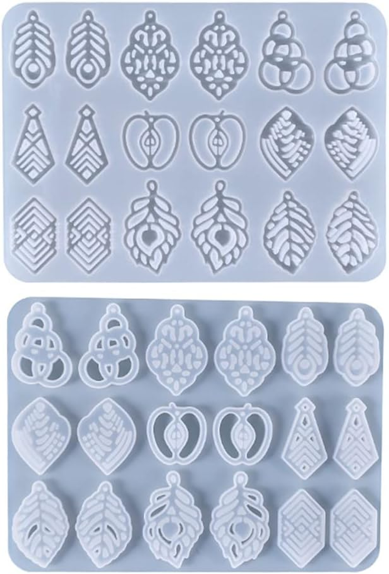 9 Pairs Resin Earring Molds Handmade Pendant Casting Molds Crystal Crafting Jewelry Molds Silicone DIY Epoxy Mould for DIY Earring Charm Pendant Making
