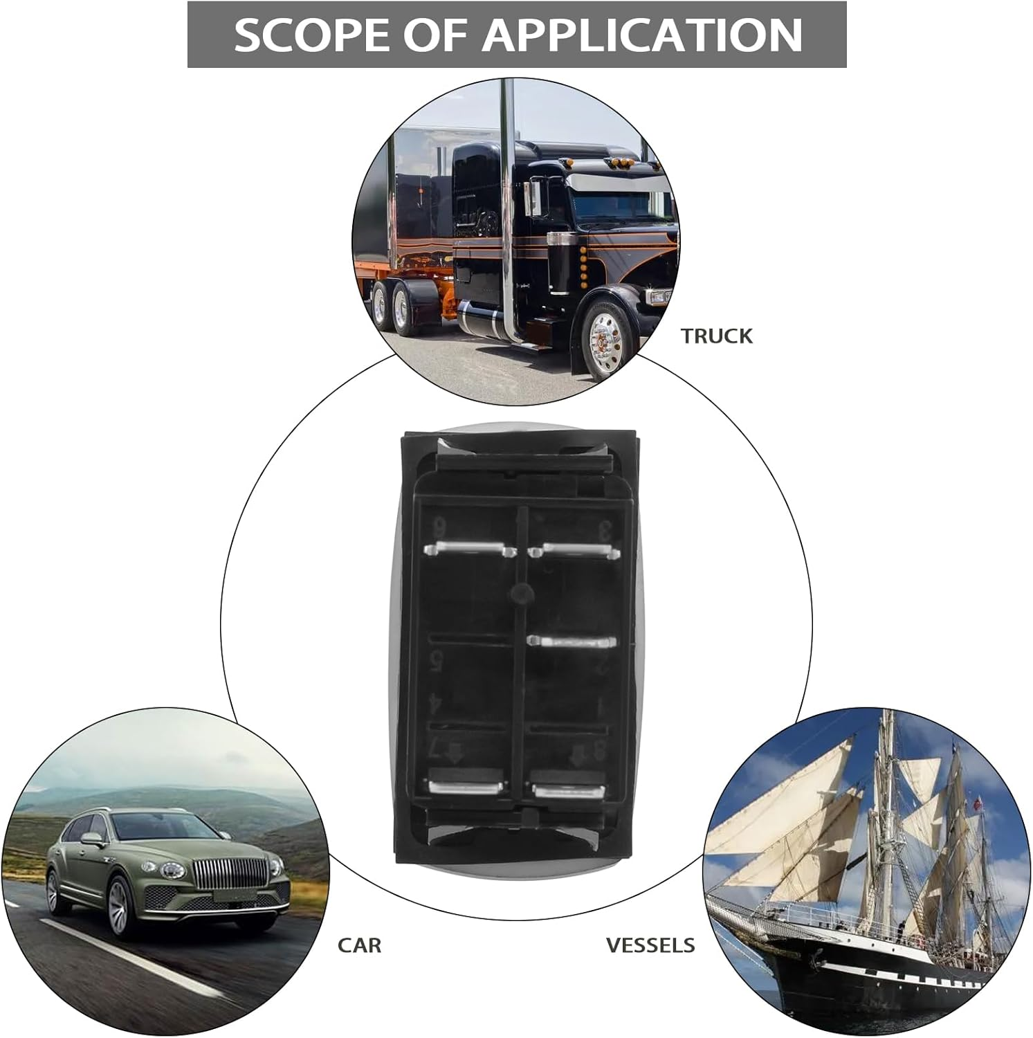 SING F LTD 1PC Blue Led Air Compressor Rocker Switch DC 12V/20A 24V/10A 54.3X48.1X26.5Mm 5-Pin Double Pole Single Throw Switch for Trucks Cars Boats image number 4