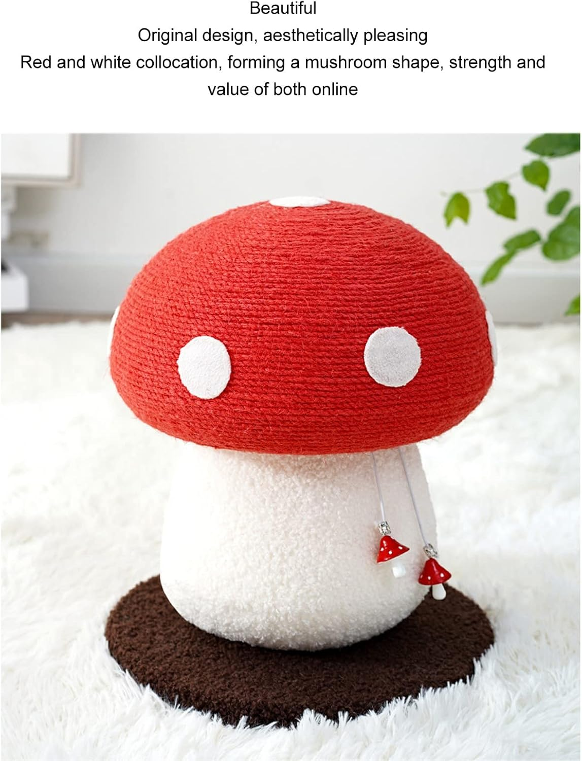 Cat Scratching Post Mushroom Durable,Mushroom Shaped Cat Scratch Pad Durable Grinding Claws Sisal Interactive Skin Friendly Cute Cat Scratching Board for Pets