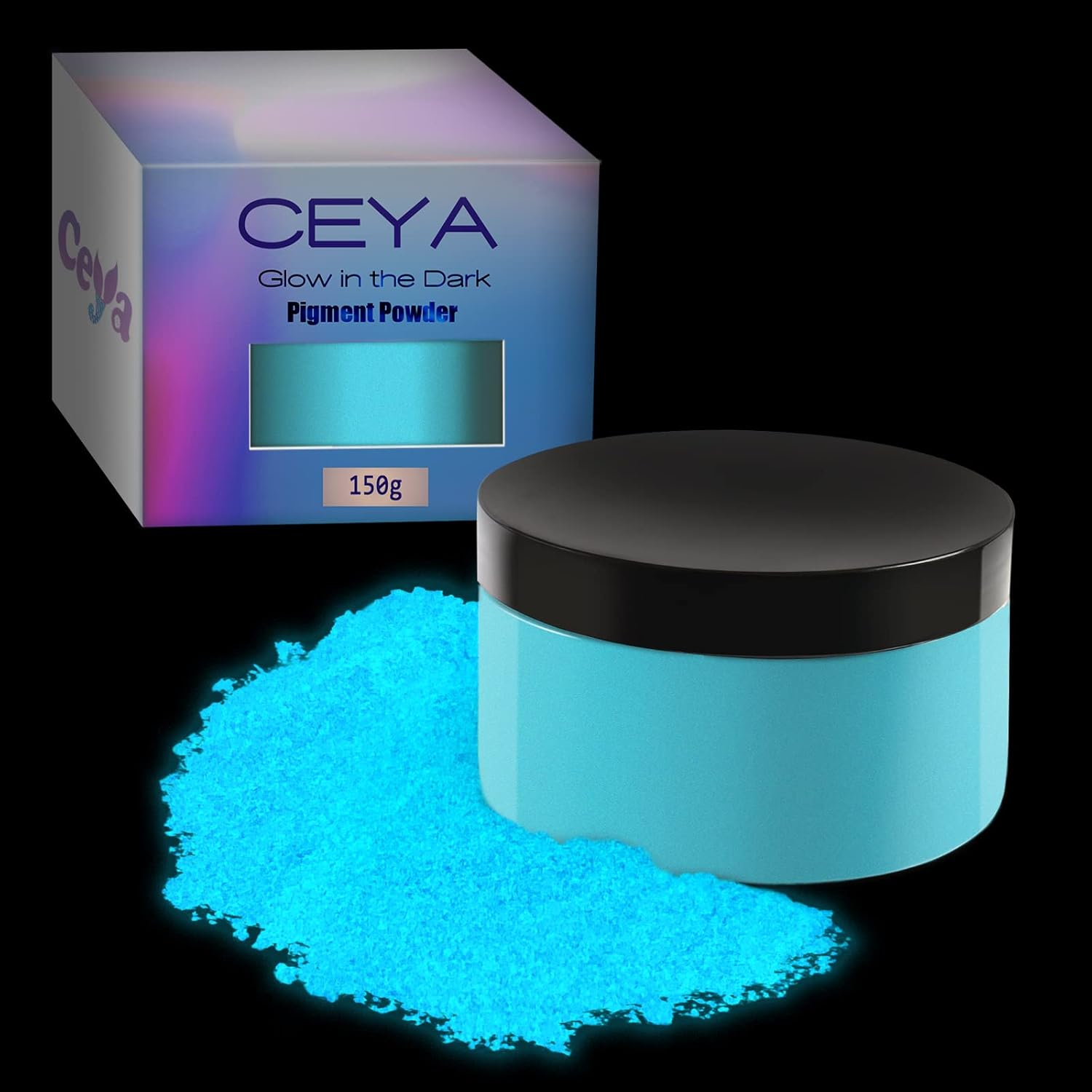 Ceya Fluorescent Yellow Glow Powder, 5.3Oz/150G Glow in the Dark Pigment, Luminous Resin Color for Epoxy Resin Slime, Nail Art, Party DIY Crafts