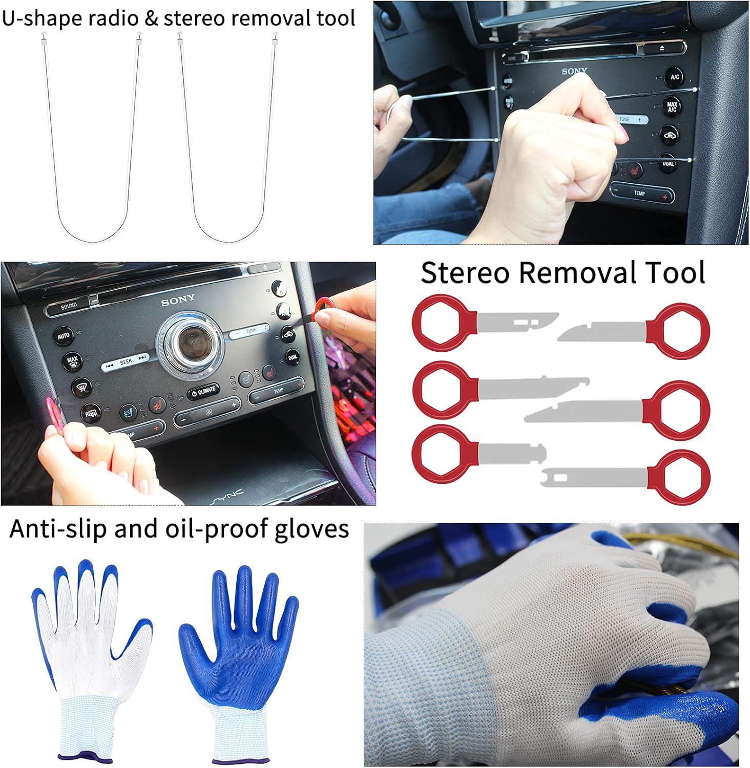 Trim Removal Tool Kit, Wetado 203 Pcs Fastener Remover Door Clip Remover, Car Panel Door Removal Tool Set, Auto Clip Plier Stereo Removal Tool, Auto Push Pin Bumper Retainer Clip with Storage Bag -Red image number 4