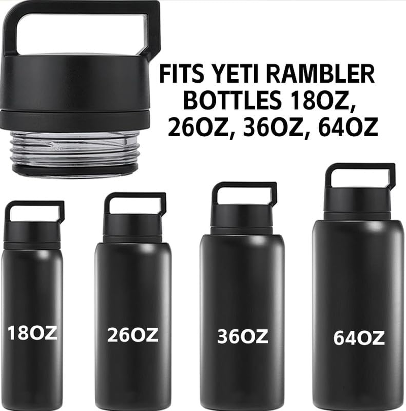 Chug Cap Compatible with YETI Rambler Bottle Fits for 18 Oz 26 Oz 36 Oz 64 Oz Chug Replacement Lid Cap Water Bottle Accessories Compatible with Yeti Rambler Bottle Models (2), Black image number 3