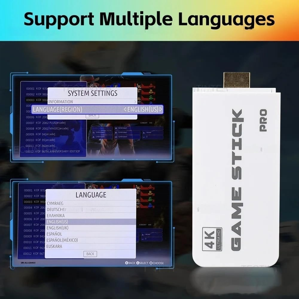 Mini Retro Handheld Video Game Console Stick,2.4G Double Wireless Controlle,Classic Video Games with 4K HDMI, Built-In 23 Emulators,Plug & Play,For Birthday Christmas Halloween Gifts image number 2