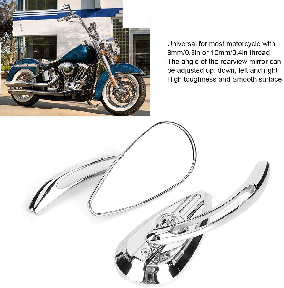 Motorcycle Backing Mirror, Chrome-Plated, 8 Mm, 10 Mm Thread, Skull-Drop-Drip-Drug Reflector, Universal Accessories, Large Field of Vision, Robust, Aluminum image number 5