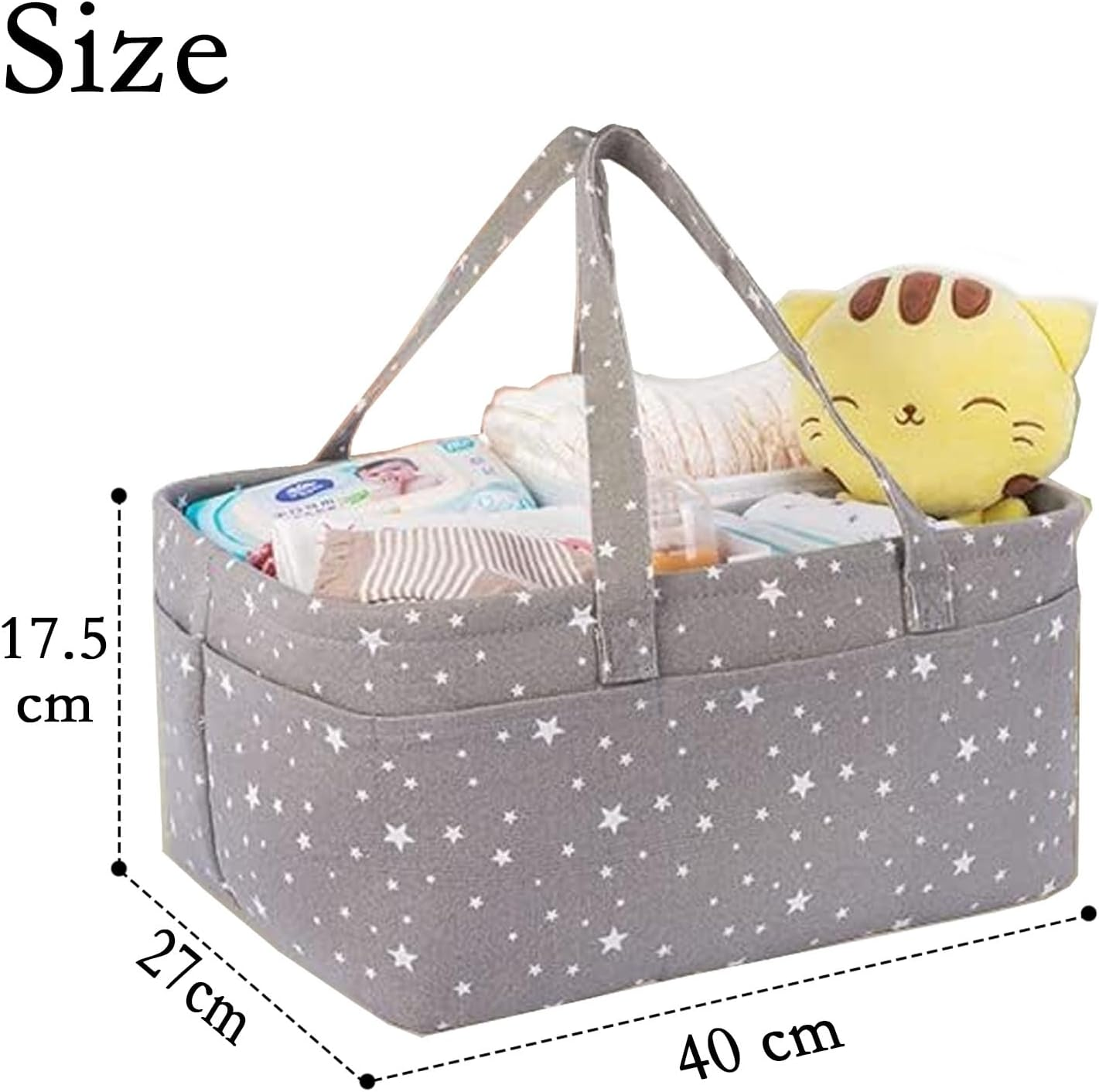Portable Baby Diaper Caddy Organizer - Storage Basket & Tote Bag for Diapers & Wipes - Newborn Essentials（ Grey） image number 6
