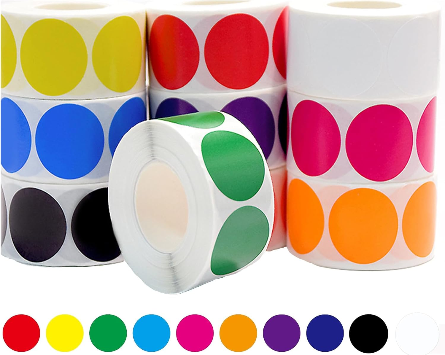 5000 PCS 3/4" Colored Dot Stickers Circle Color Coding Labels, 10 Color Style Colorful Coding Label Sticker for Office, Student Classroom image number 1