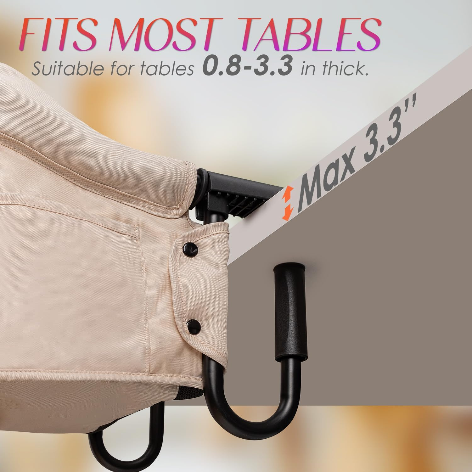 Hook on High Chair,High Chair for Babies and Toddlers 6-36 Months,Portable and Foldable High Chair for Home and Travel-Includes Storage Bag(Khaki) - Khaki image number 4