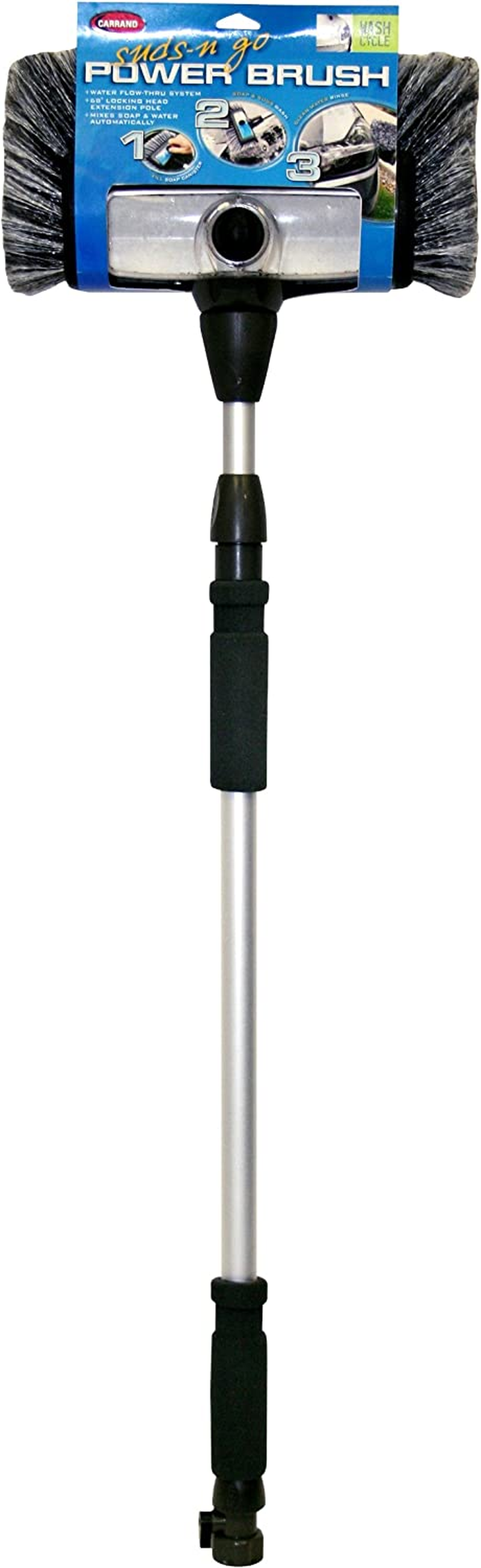 93977 Flow-Thru 10" Quad Power Wash Soap Mixing Brush with 55" Aluminum Extension Pole, Black image number 2