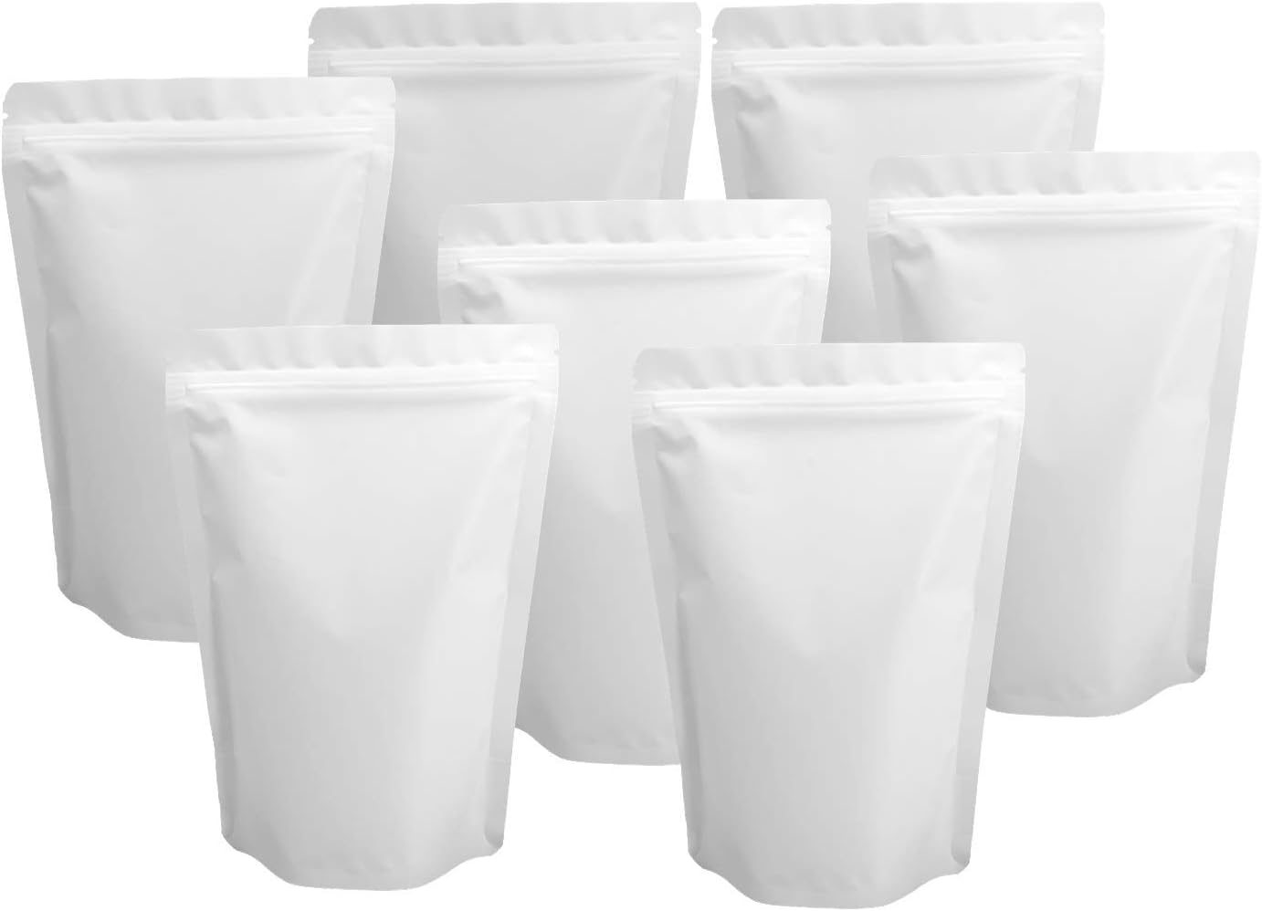 100 Pack Matte White Mylar Stand up Bags - 6.3X9.4 Inches Resealable Smell Proof Packaging Zipper Pouch, Heat Sealable Foil Sample Pouches for Food Storage image number 6