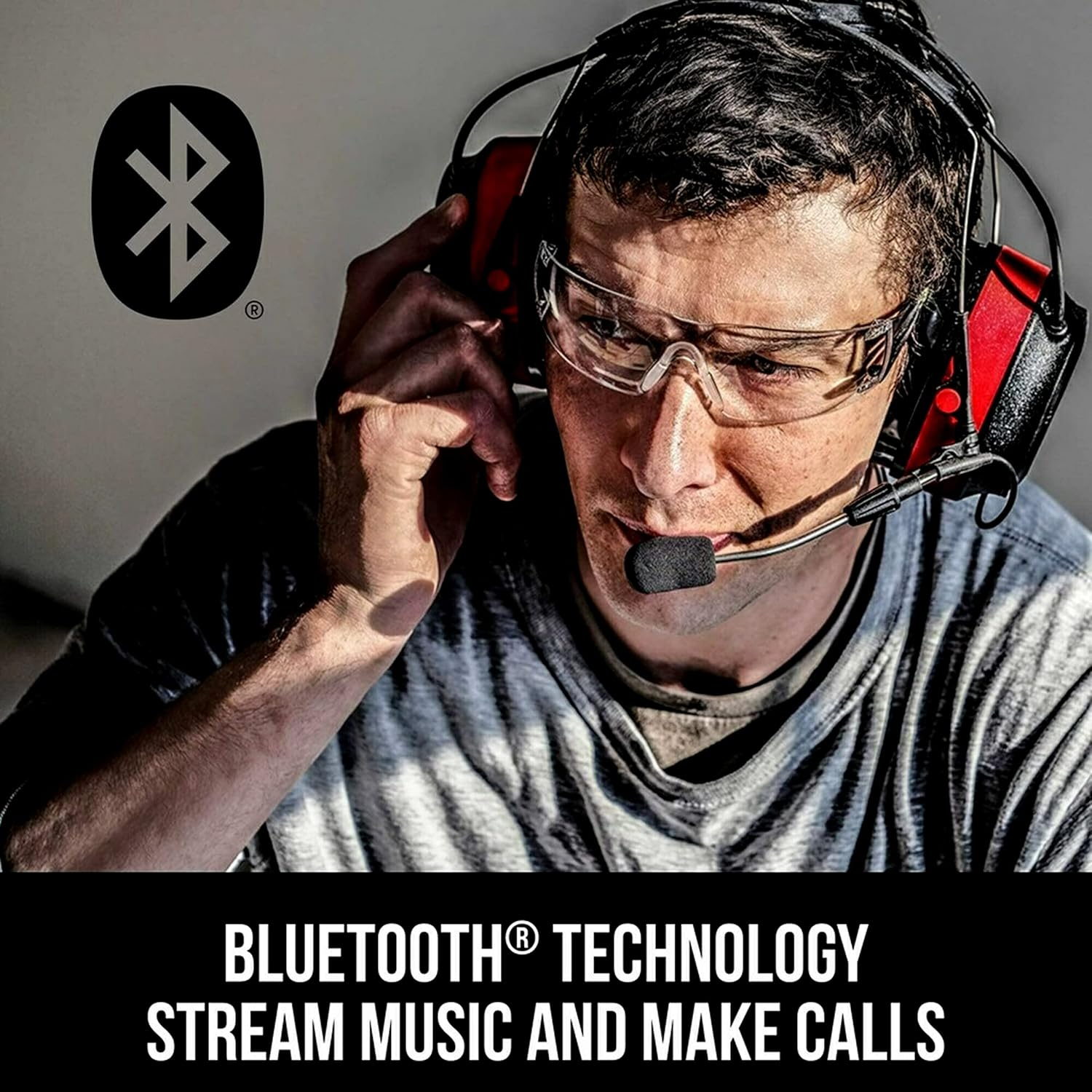 3M Pro-Comms Electronic Hearing Protection with Bluetooth Wireless Technology and External Microphones, Bluetooth Headphones, NRR 26 Db,Black/Red image number 2