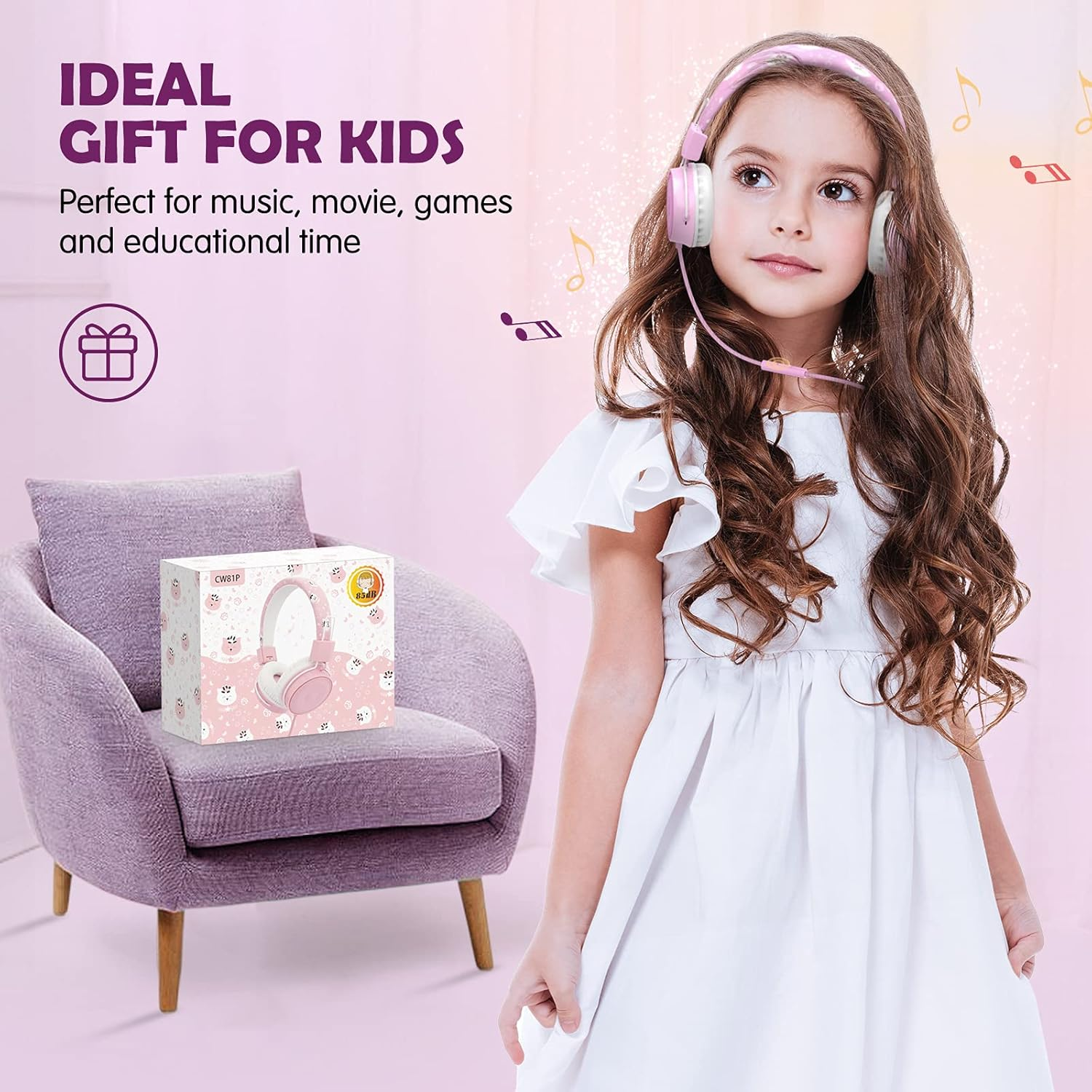 Bluefire Kids Headphones with Mic, Children'S Headphones with 85Db Volume Limited, over Ear Stereo Headphones for Boys Girls, Child Headphones for Study School Online Course Tablet(Pink) image number 4