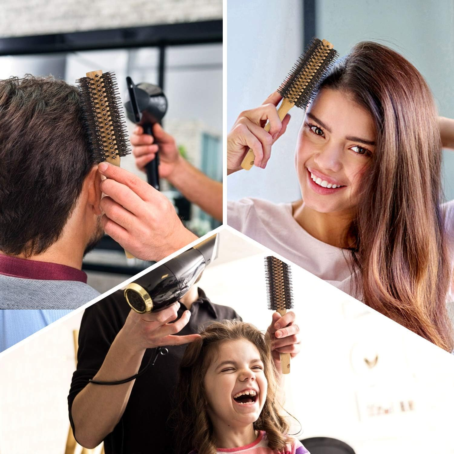 YIQFOCA 2Pcs Roller Hair Combs,Small round Brush for Blow Drying and Curling,Round Hair Styling Brush Curling Hair Brush for Women and Menfor Thin Hair,Bangs,Beard,Lifting,Curling image number 2