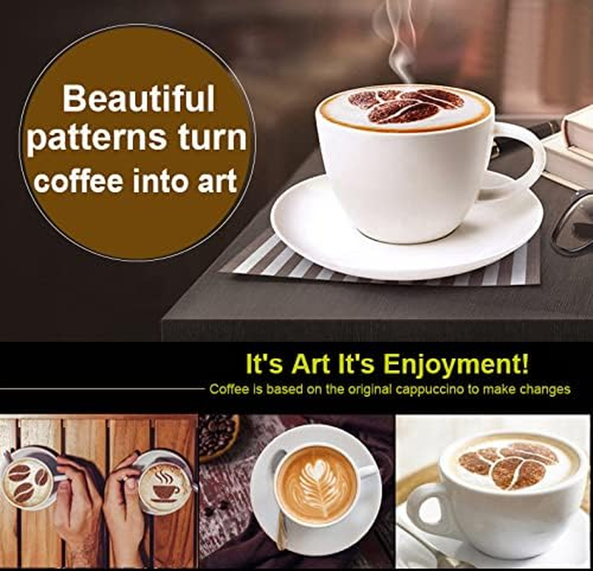 Christmas Coffee Stencils Stainless Steel Sprinkler Dusting Art Chocolate Cocoa Stencils Set Barista Accessories Gifts for Coffee Lovers (Daily Stencils-3) image number 1