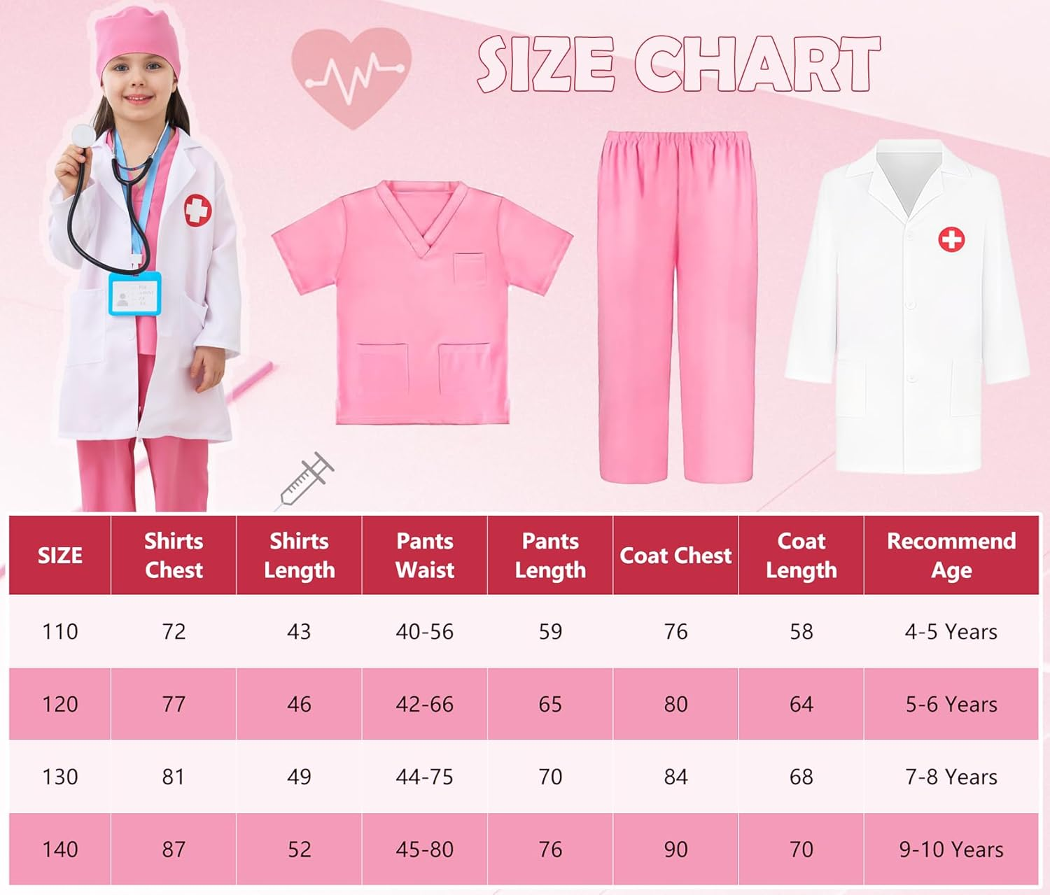 FOVIORZ Doctor Costume for Kids Scrubs Doctor Dress up for Halloween Career Day Role Play image number 2