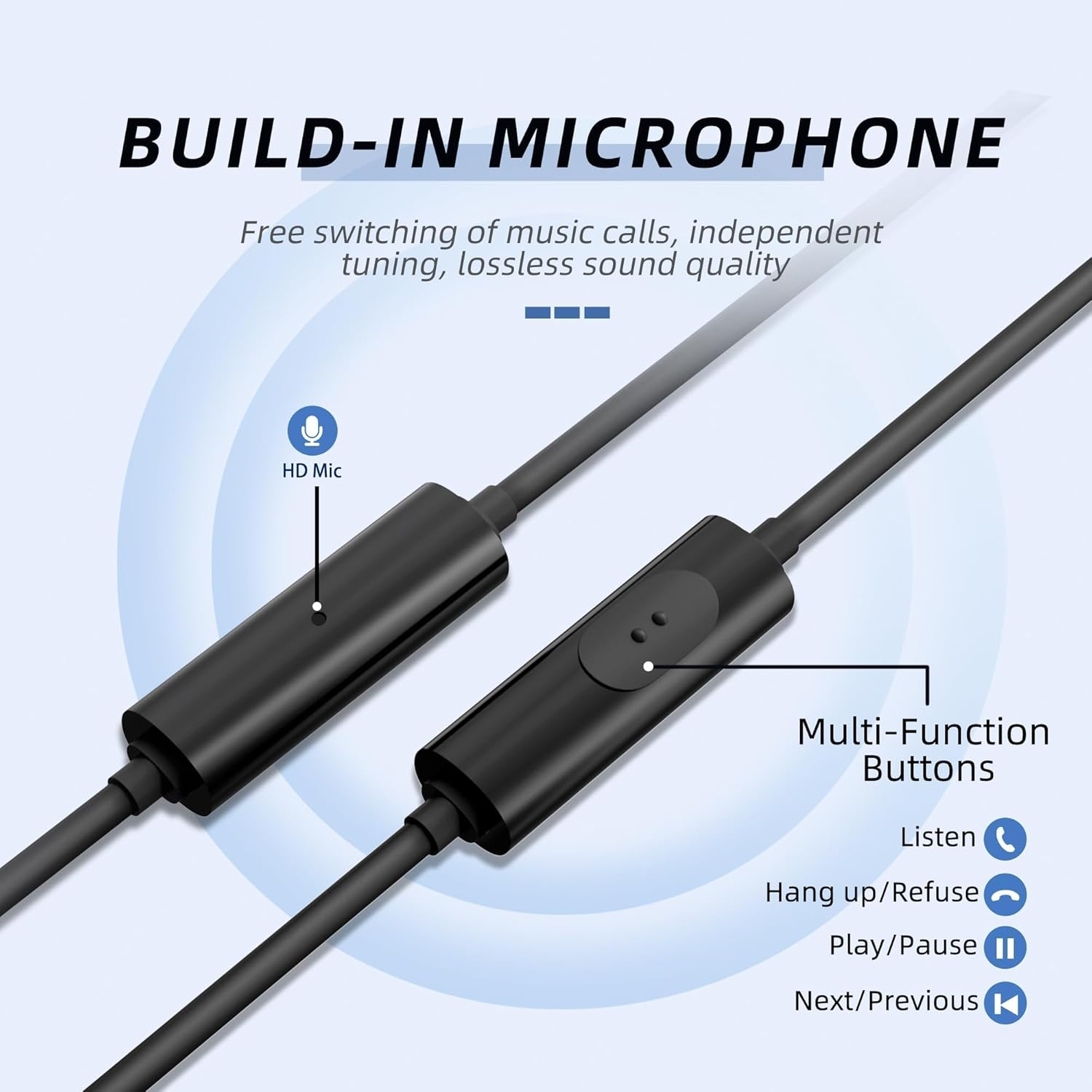 MORMOQUE Wired Earphones In-Ear Earbuds with Build-In Microphone Noise Isolating Headphone with 3.5Mm Jack Long Cord 10Mm Large Drivers HD Bass Audio for Music Podcast and More image number 1