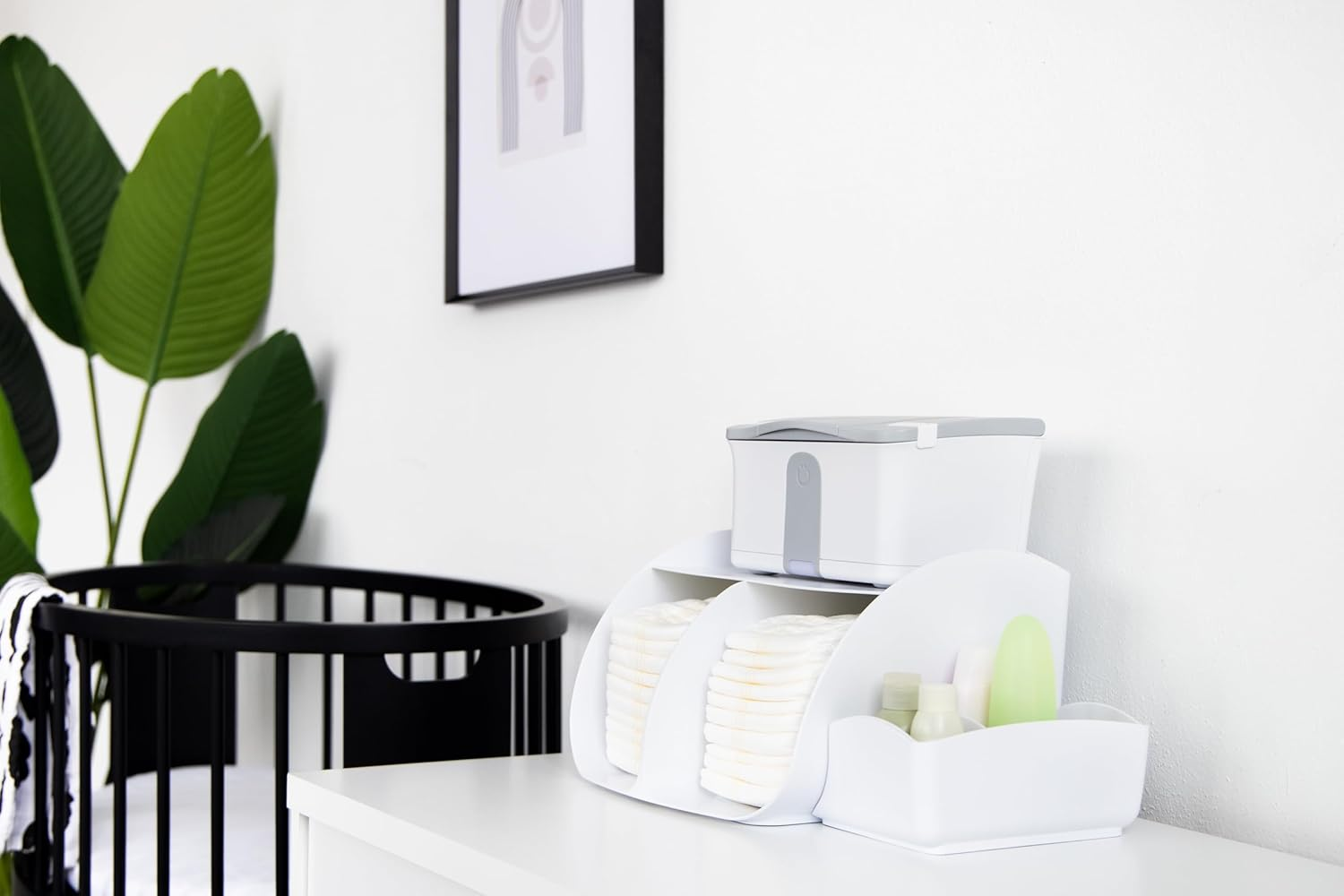 Ubbi Diaper Caddy Organizer, Stores Baby Diapers, Wipes & Baby Accessories, White image number 4