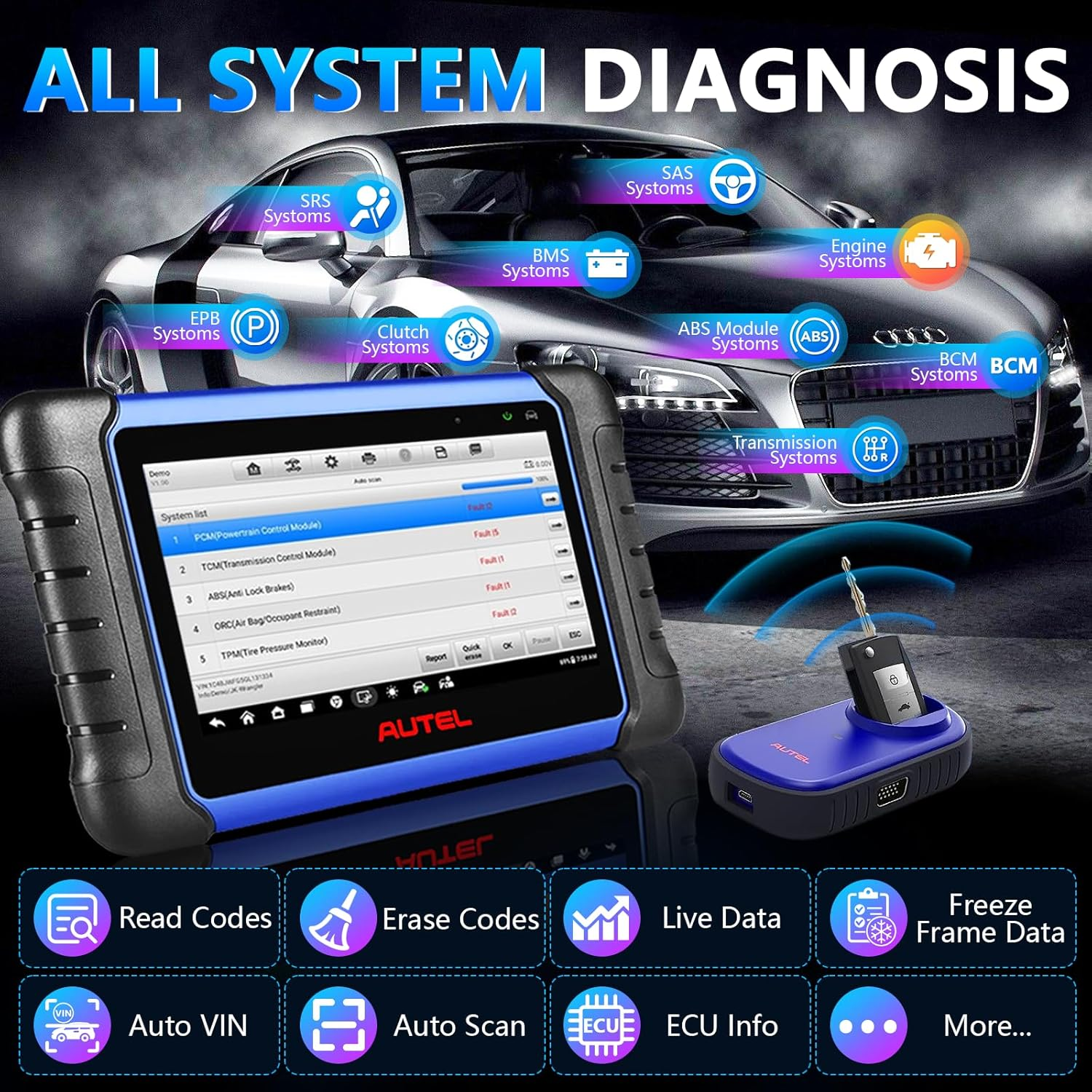 Autel Key Programmer Maxiim IM508S, 2024 Android 11 Version of Autel IM508 IMMO Key Fob Programming Tool, OBDII Diagnostic Tool Same as MK808BT Pro Bi-Directional Scanner with 36+ Services image number 2