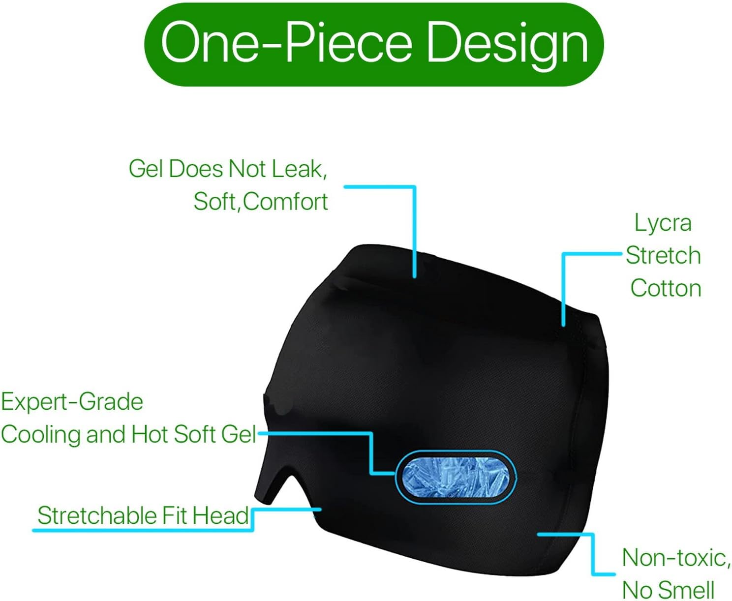 VANANA Migraine Head Cap, Single-Sided Ice Gel Pack Relief Wrap, Comfortable Ice Cap Cold Compress for Headache Tension, Sinus, Puffy Eyes, Stress Relief image number 3