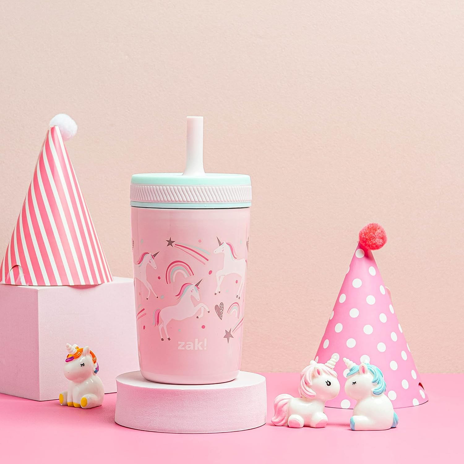 Zak Designs Kelso Toddler Cups for Travel or at Home, 12Oz Vacuum Insulated Stainless Steel Sippy Cup with Leak-Proof Design Is Perfect for Kids (Fanciful Unicorn) - Fanciful Unicorn image number 5