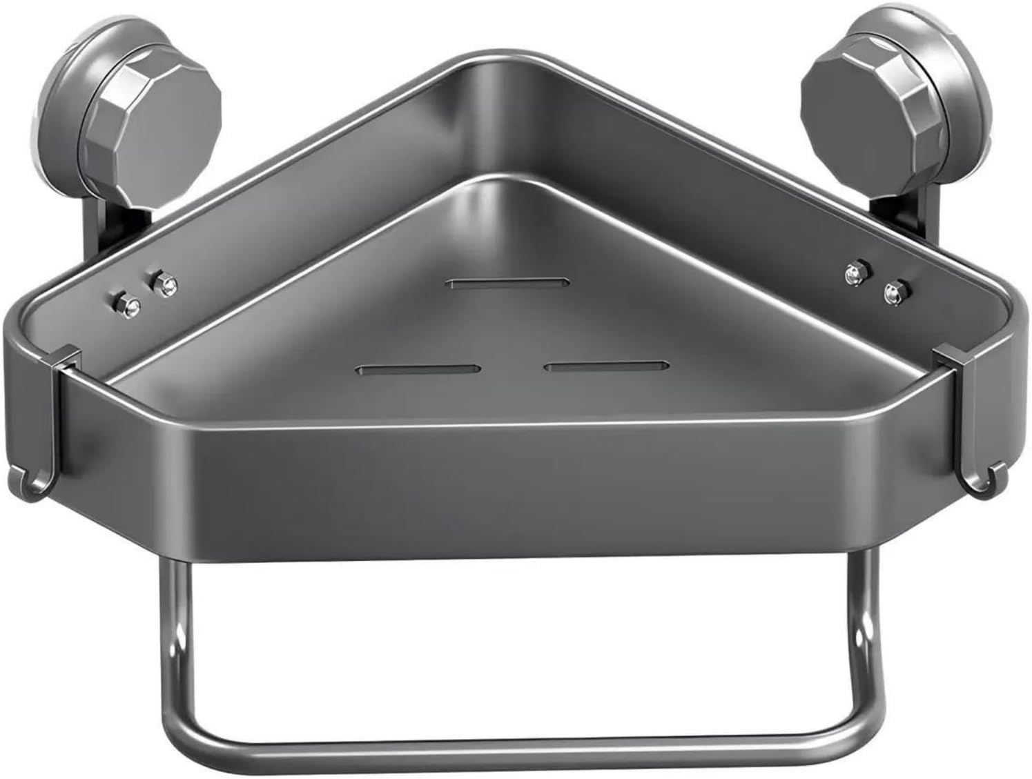 Shower Caddy,Shower Organizer with 2 Hooks, Aluminum Corner Shower Shelf,With Towel Bar Storage Rack Shower Rack for Toilet, Bathroom and Kitchen No Drilling Required image number 2