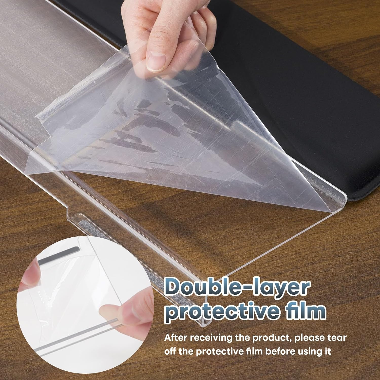 NNAKLLI Computer Keyboard Stand with Wrist Rest and Mouse Pad - Ergonomic Keyboard Wrist Rest with Anti-Slip Base, Great for Office Desk, Home, School (Transparent) - Pink image number 4